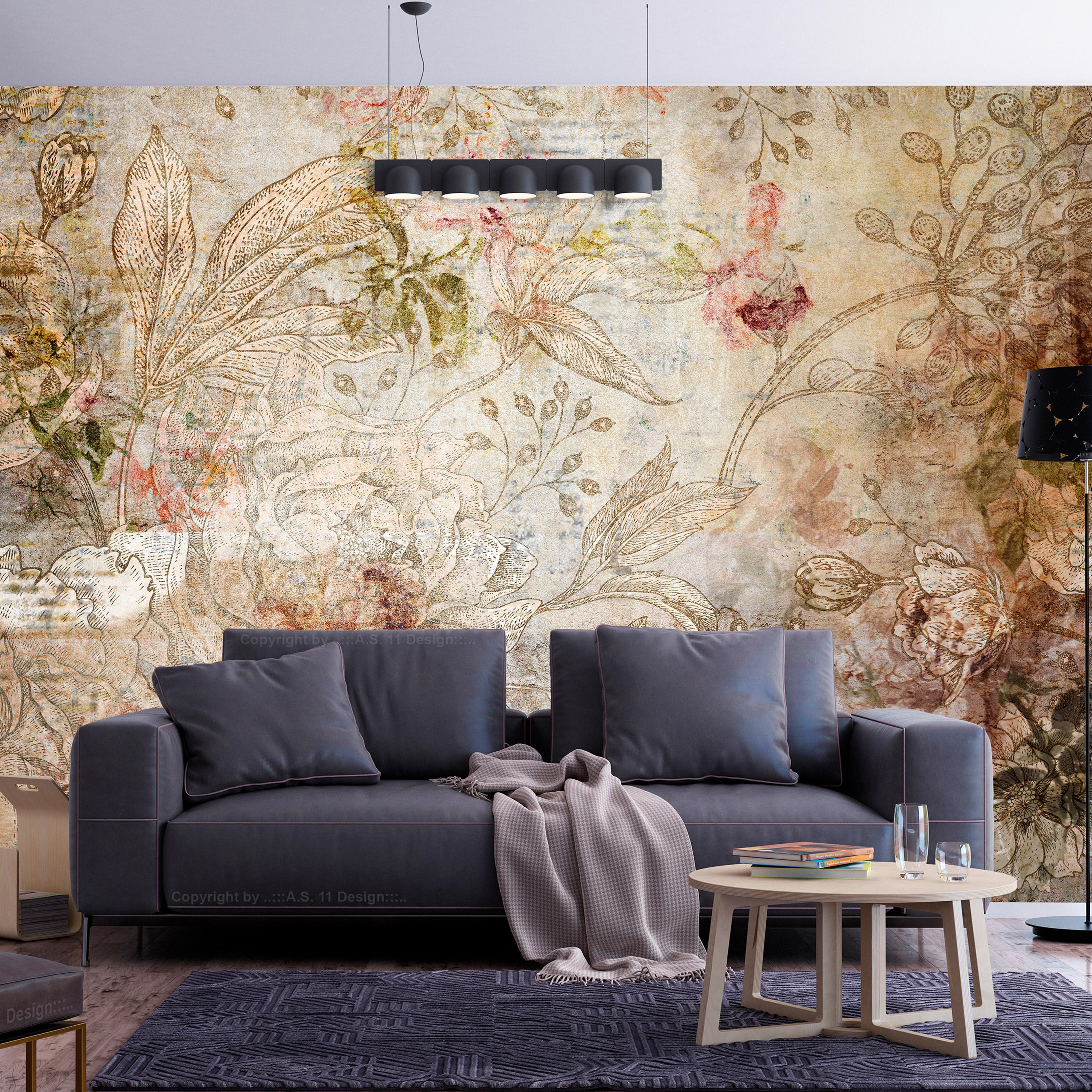 Fototapet Gammelt Postkort med Blomster - 450 x 315 cm - Premium billede