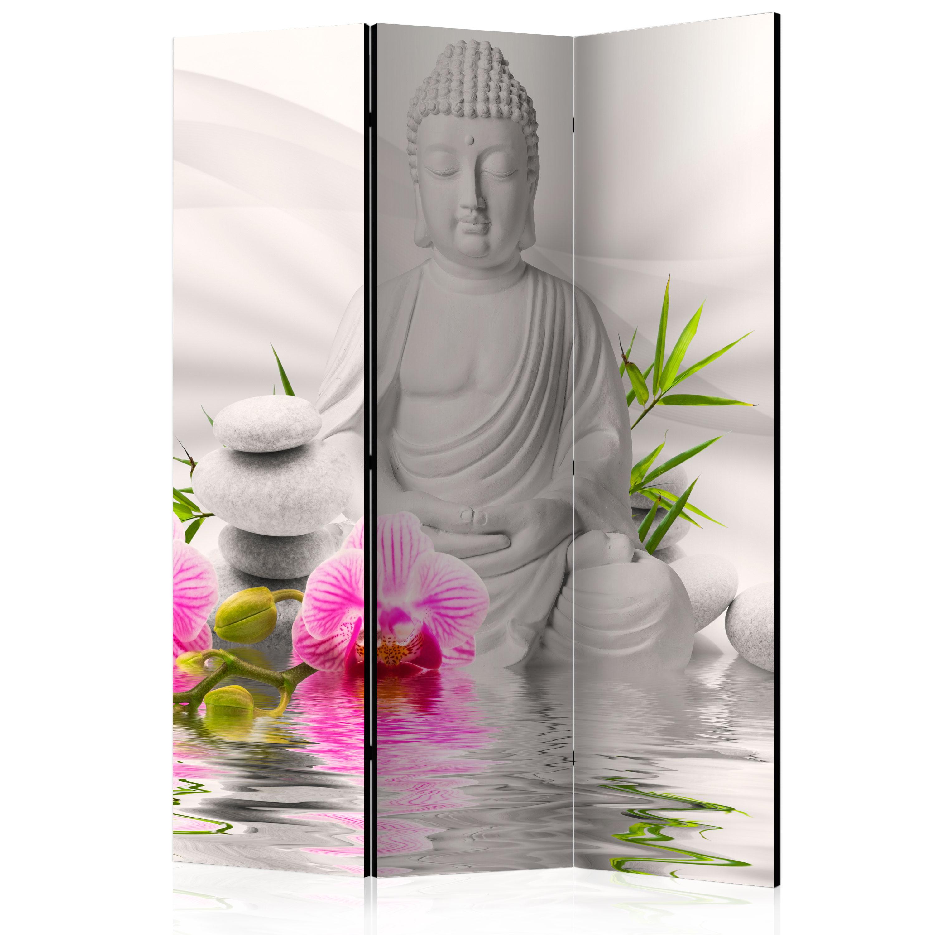 Skærmvæg - Buddha and Orchids - 135 x 172 cm - Enkeltsiddet billede