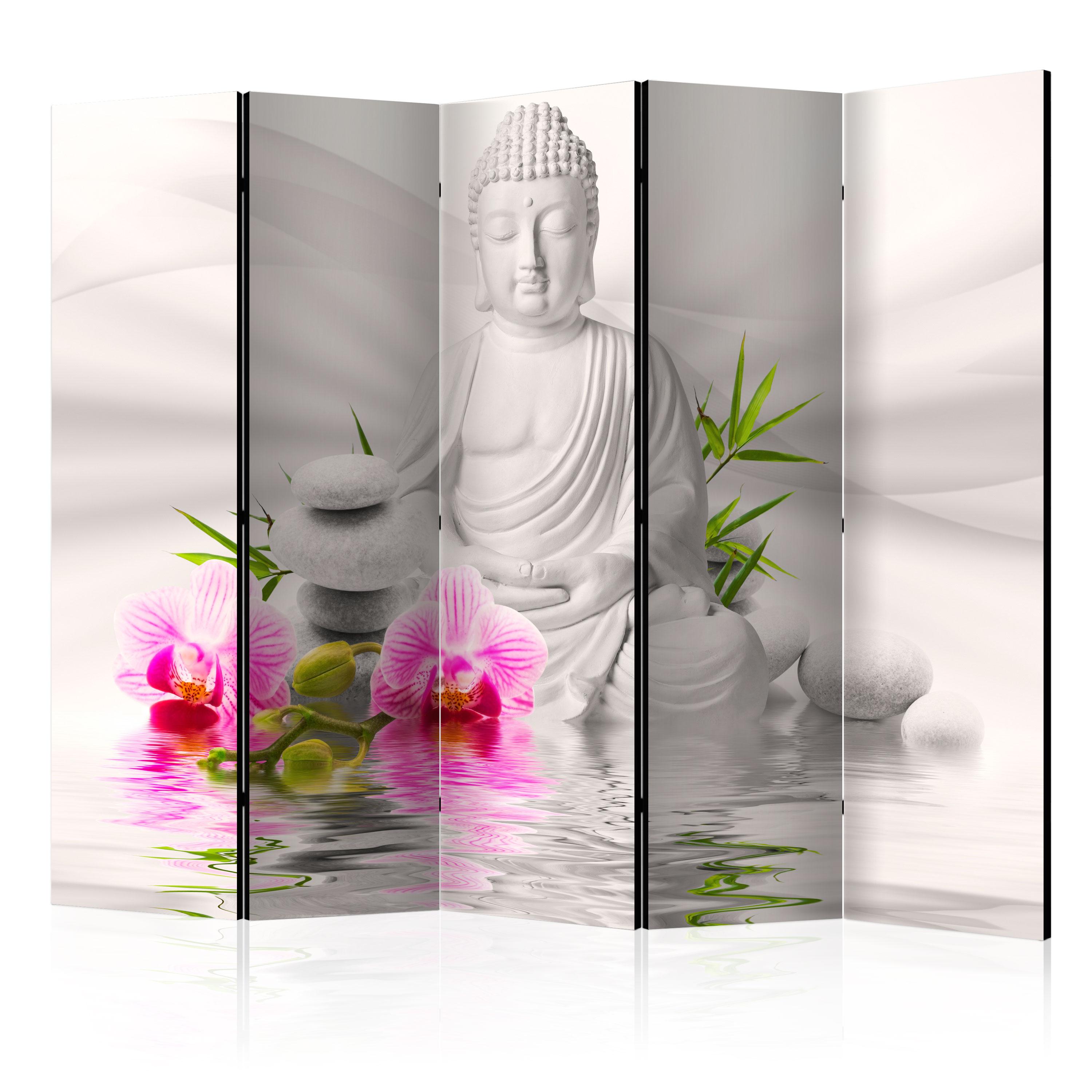 Skærmvæg – Buddha and Orchids II – 225 x 172 cm – Akustik