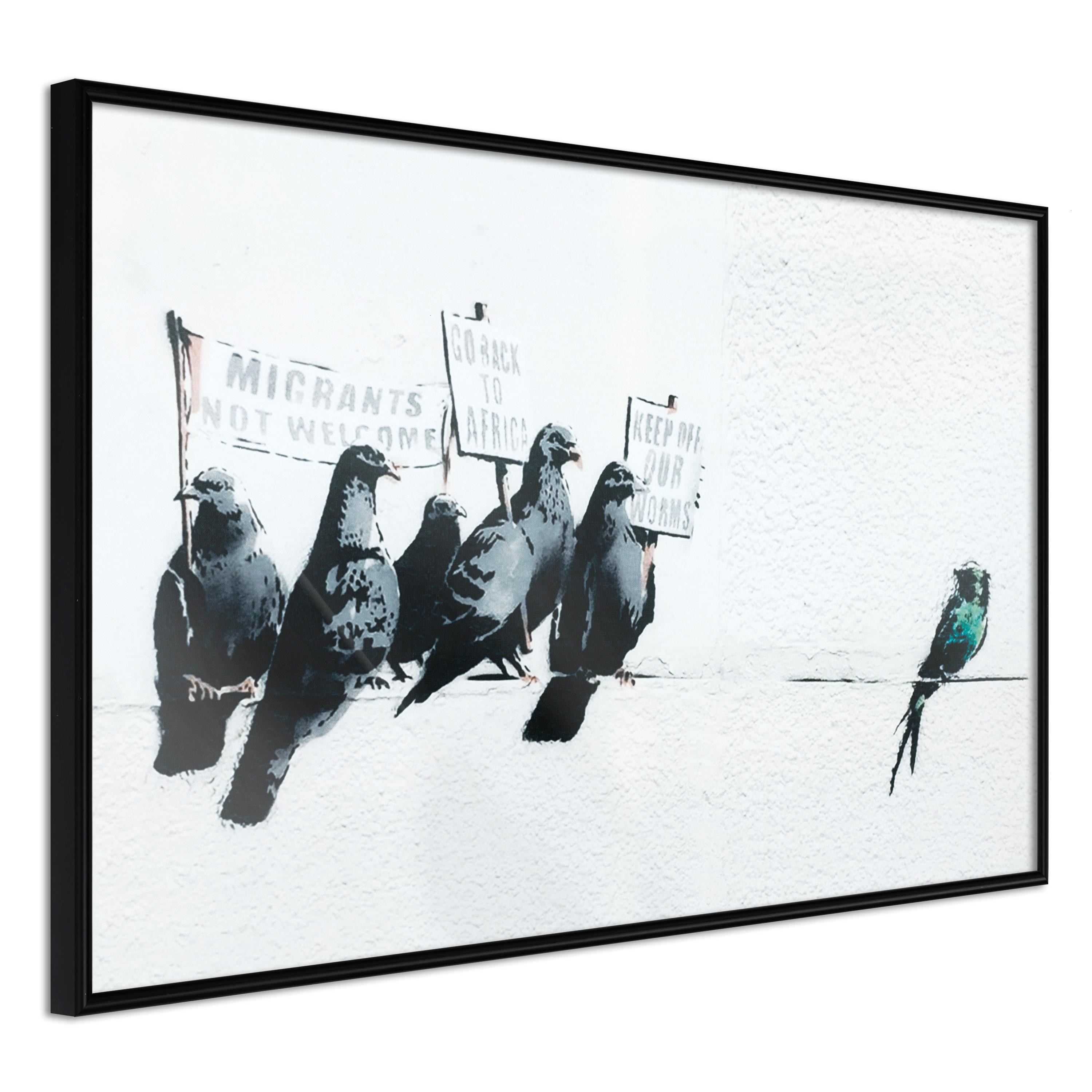 Plakat - Xenophobic Pigeons - 30 x 20 cm - Sort ramme billede