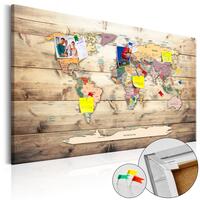 Billede på kork - World Map: Wooden Oceans