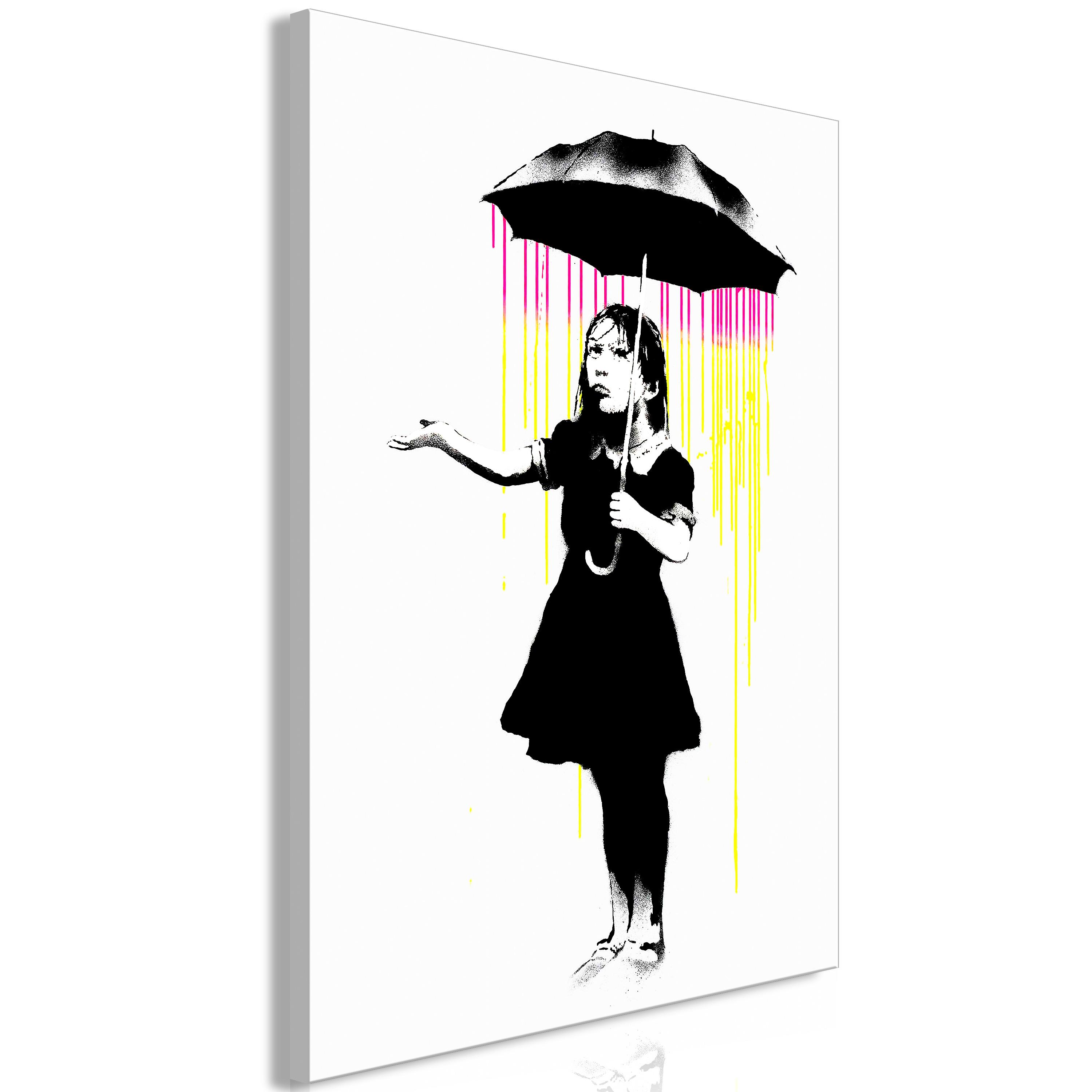 Billede Girl With Umbrella Part Vertical Italiensk Lærred