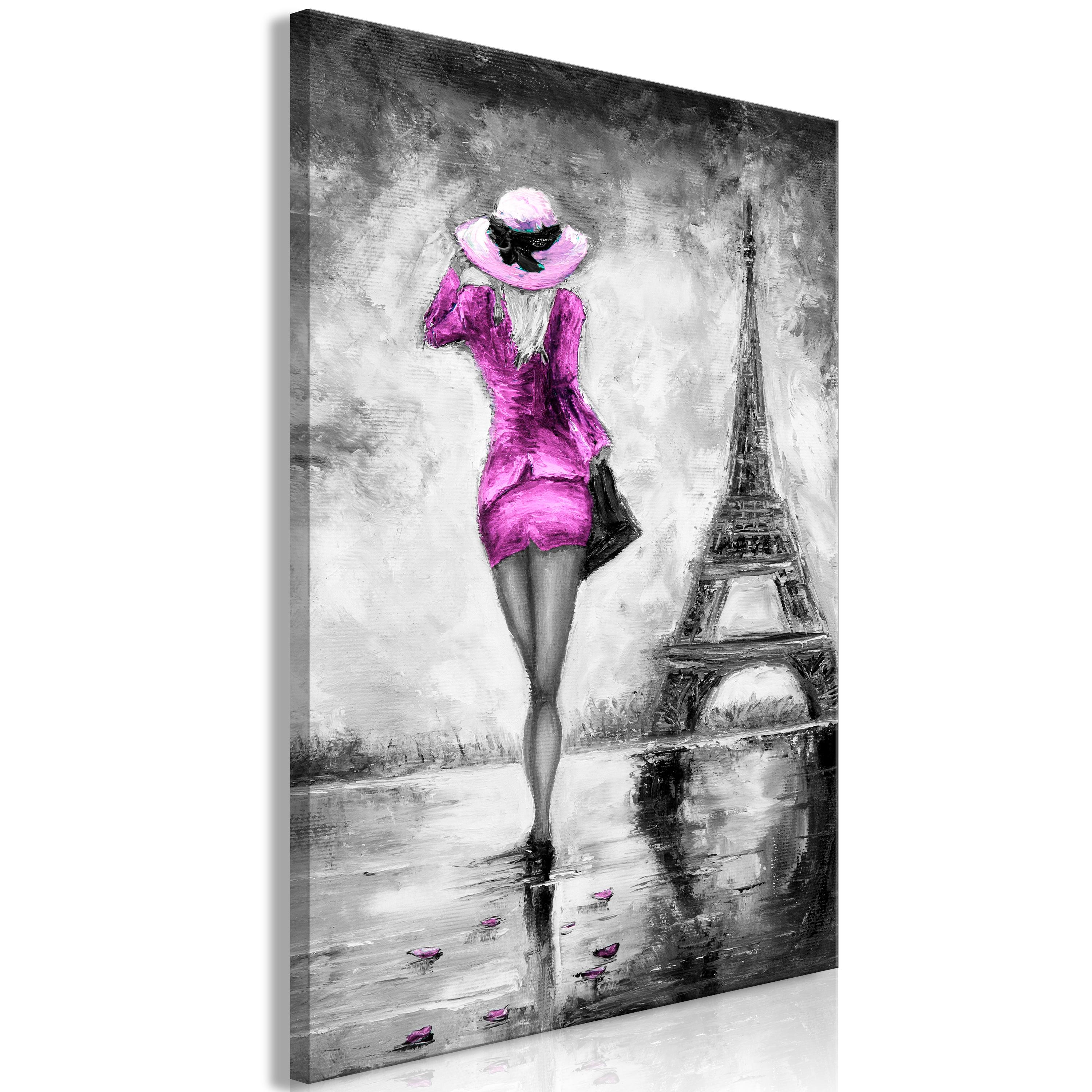 Billede - Parisian Woman (1 Part) Vertical Pink - 40 x 60 cm - Premium Print billede