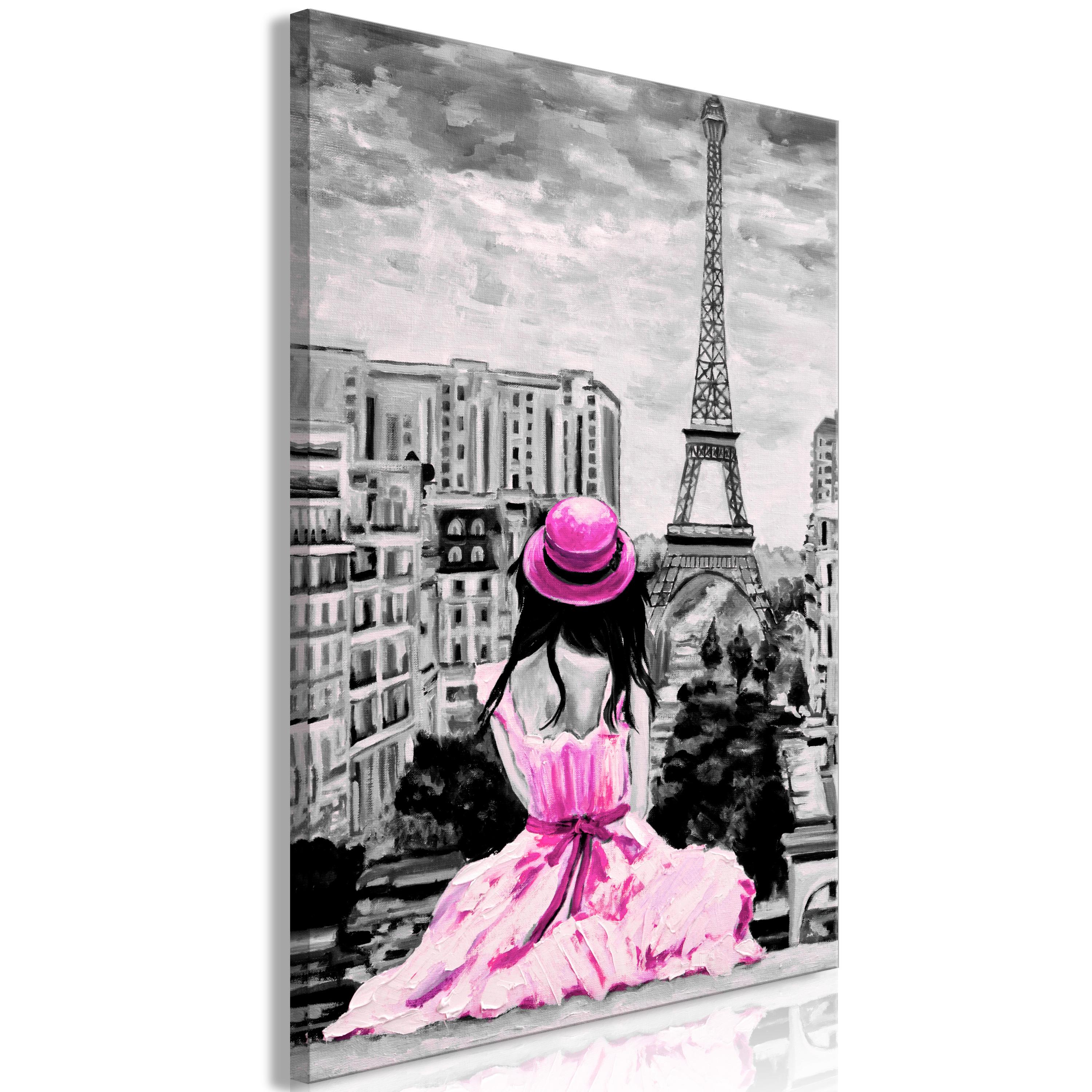 Billede - Paris Colour (1 Part) Vertical Pink - 40 x 60 cm - Premium Print billede