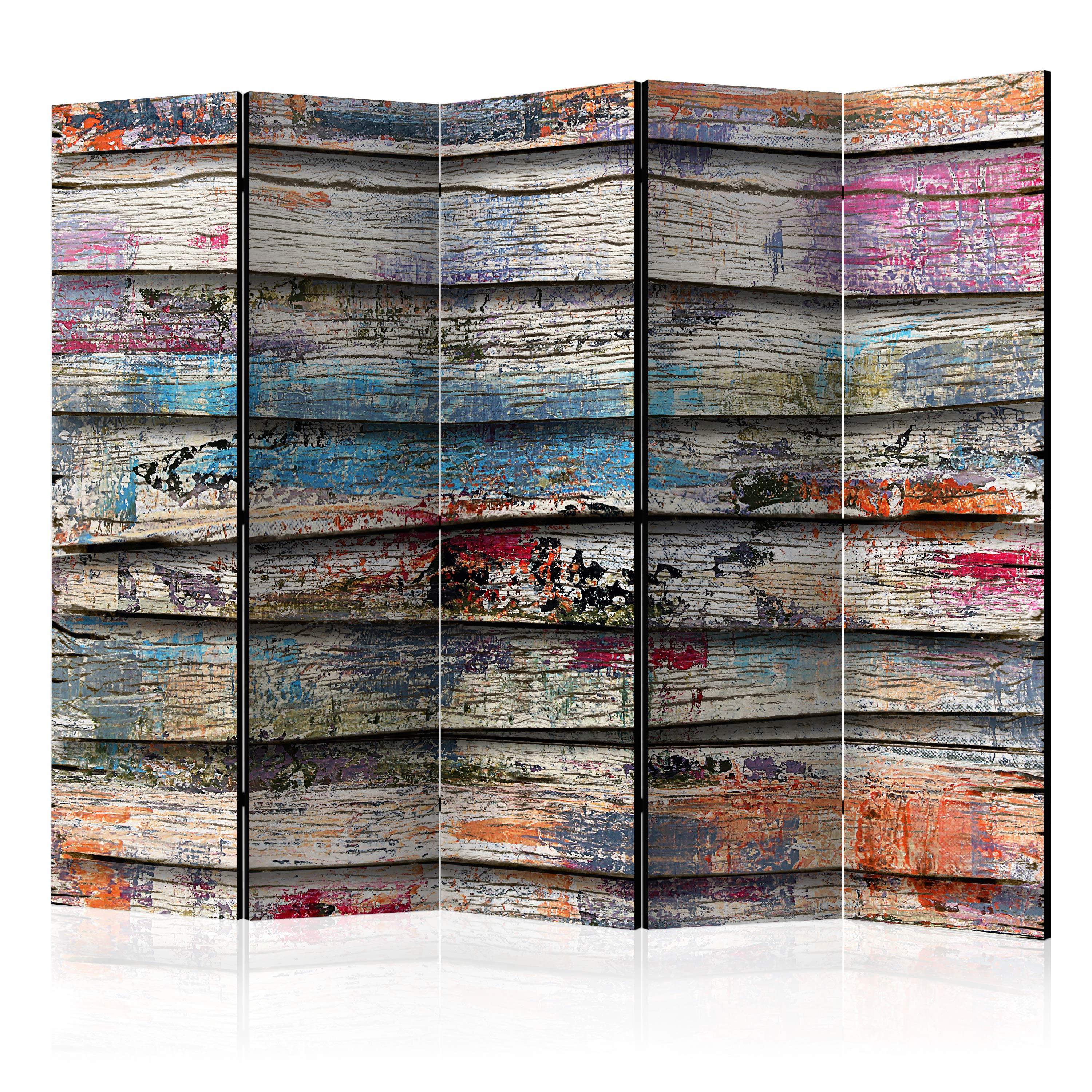 Skærmvæg Colourful Wood Ii 225 X 172 Cm Dobbeltsidet