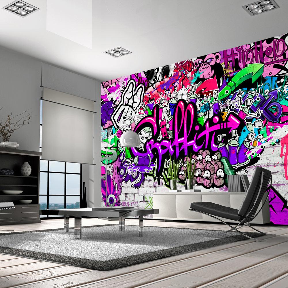 Fototapet - Purple Graffiti - 150 x 105 cm - Standard billede
