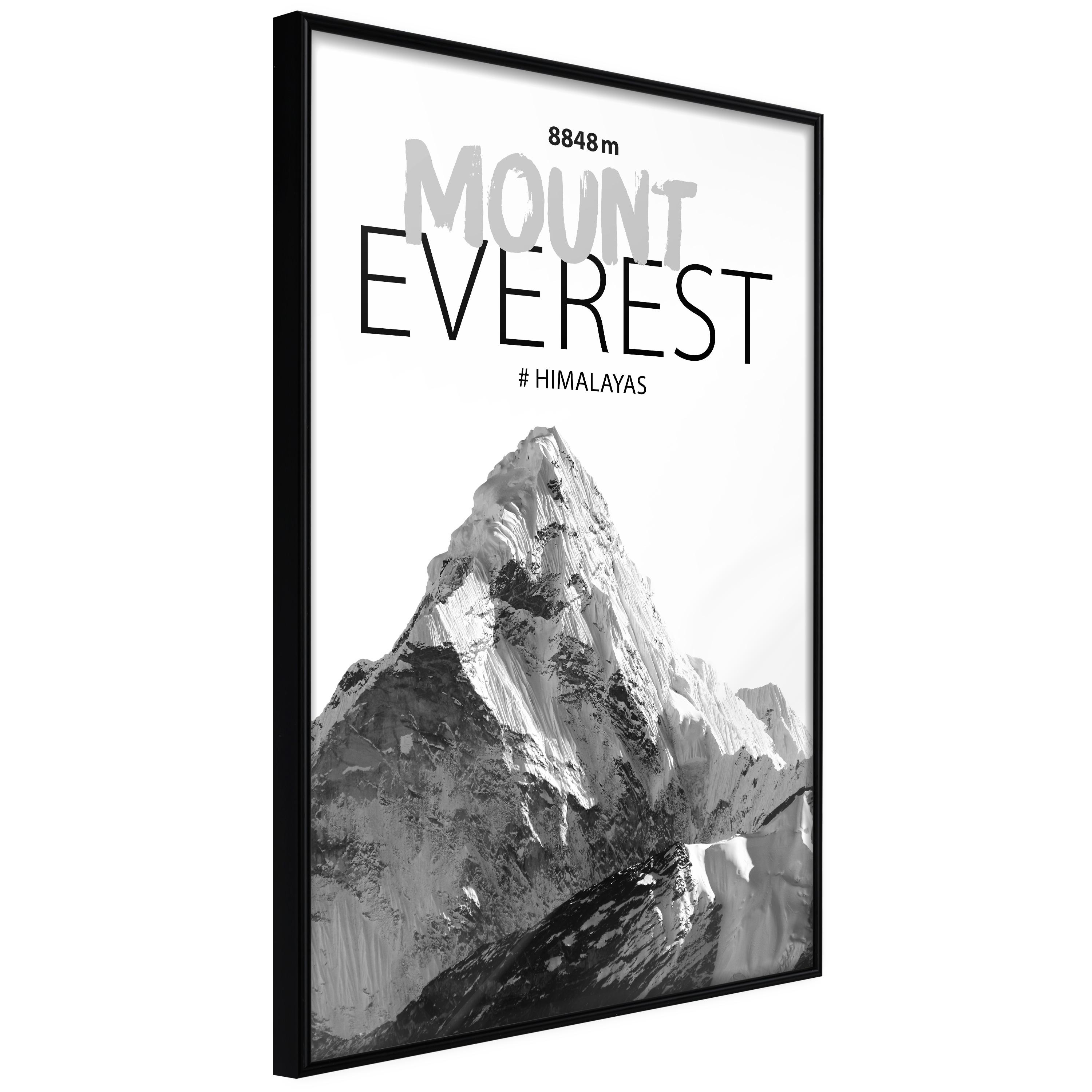Plakat - Mount Everest - 30 x 45 cm - Sort ramme billede