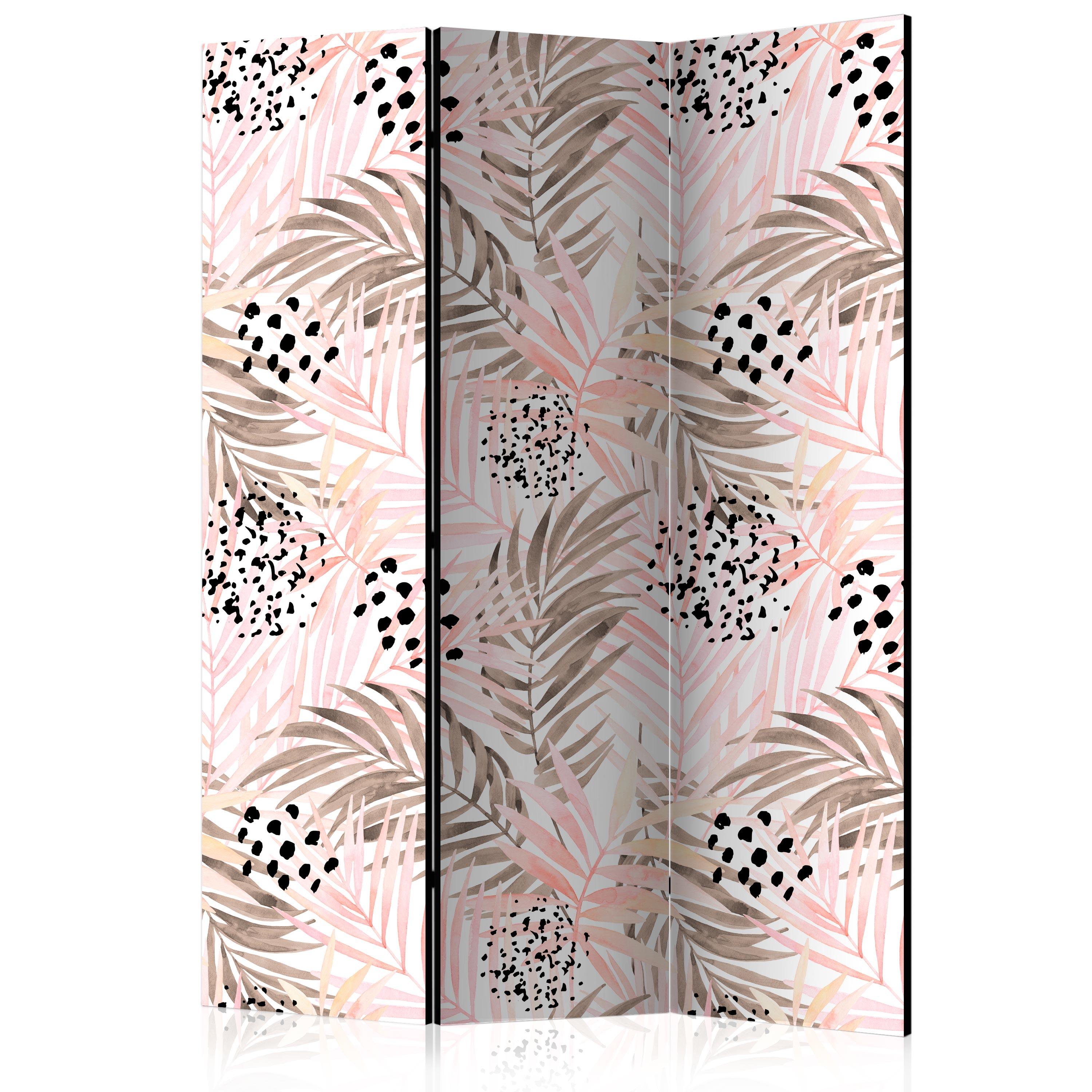 Skærmvæg – Pink Palm Leaves – 135 x 172 cm – Dobbeltsidet