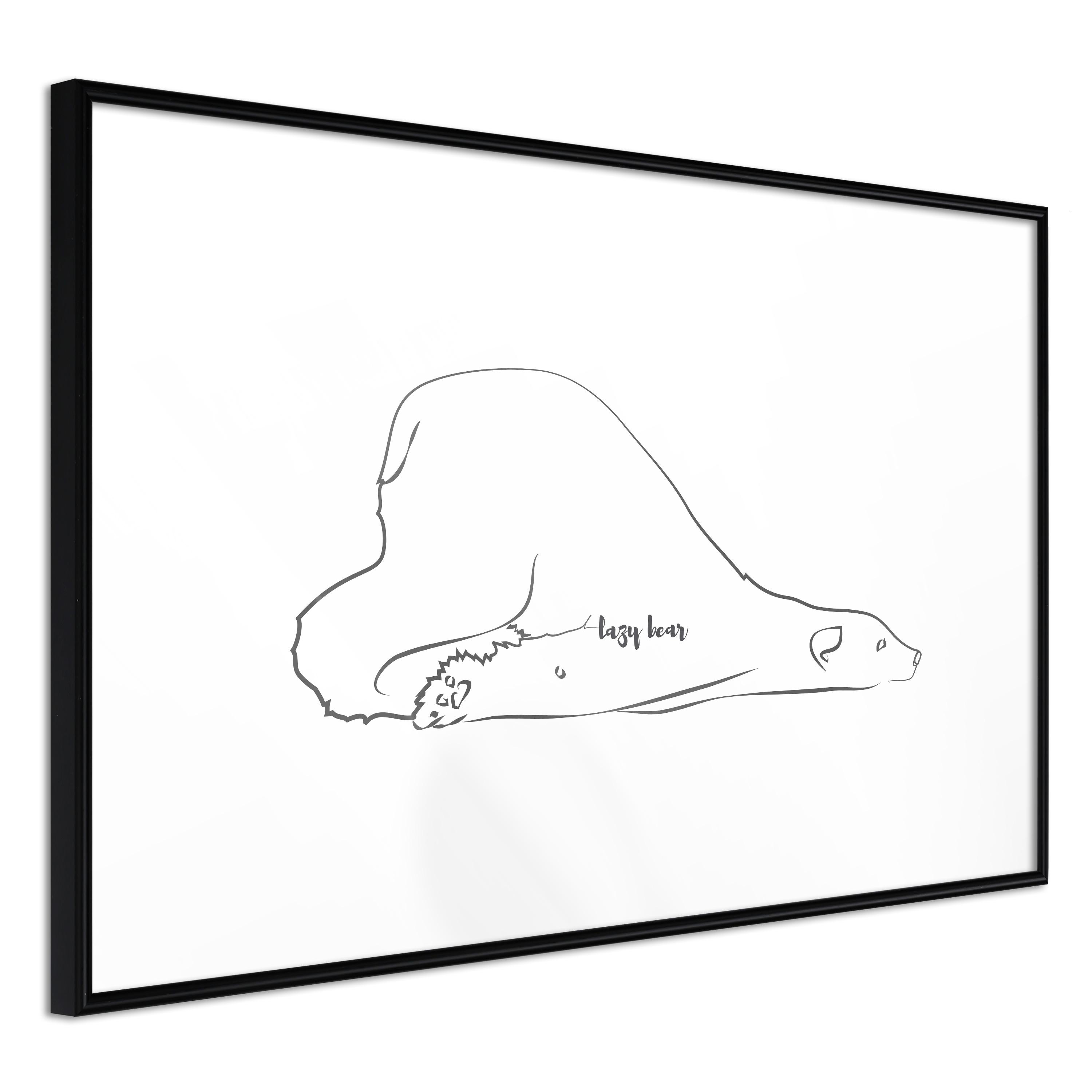 Plakat - Lazy Bear - 30 x 20 cm - Sort ramme billede