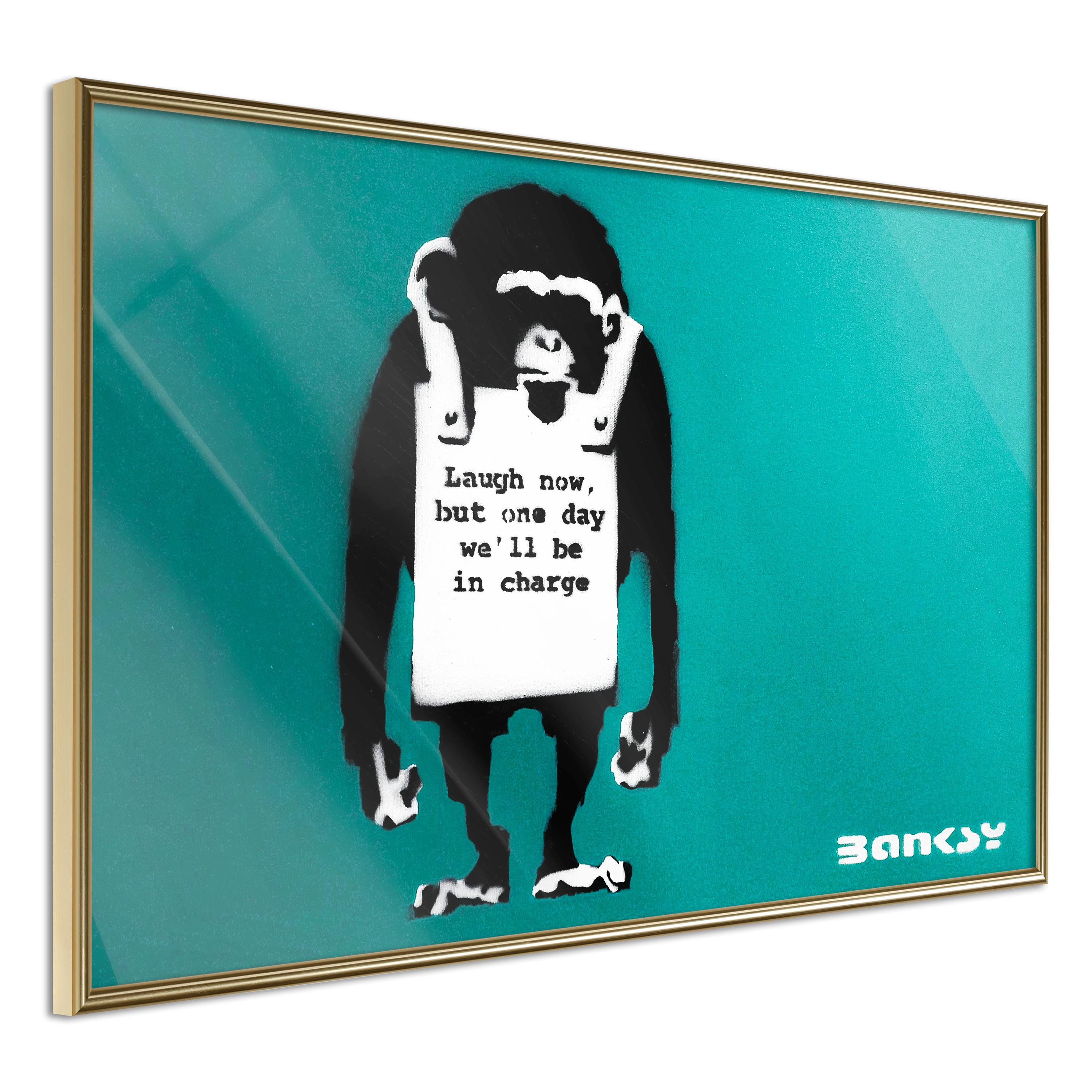 Plakat - Angry Monkey - 45 x 30 cm - Guldramme billede