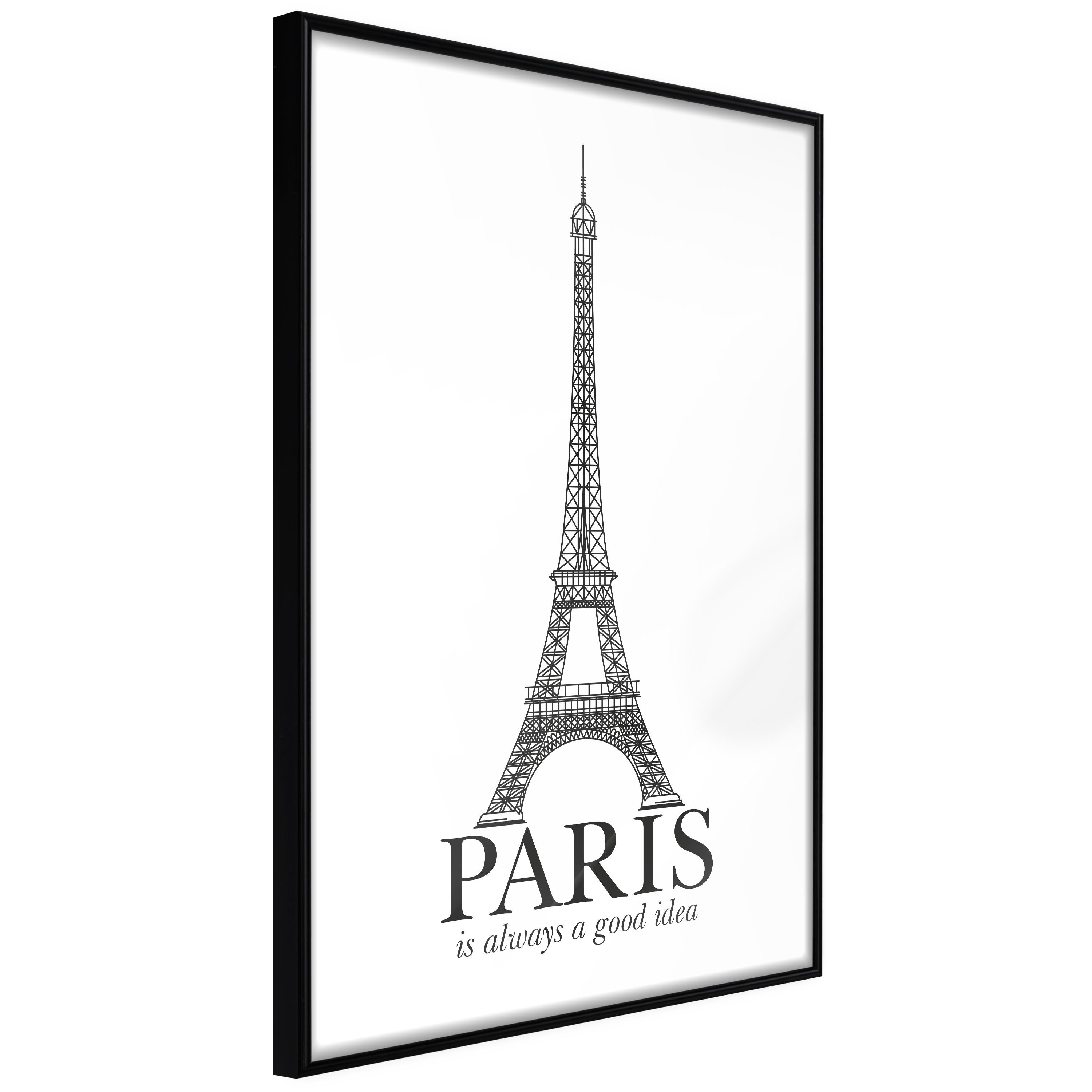 Plakat - Paris Is Always a Good Idea - 30 x 45 cm - Sort ramme billede