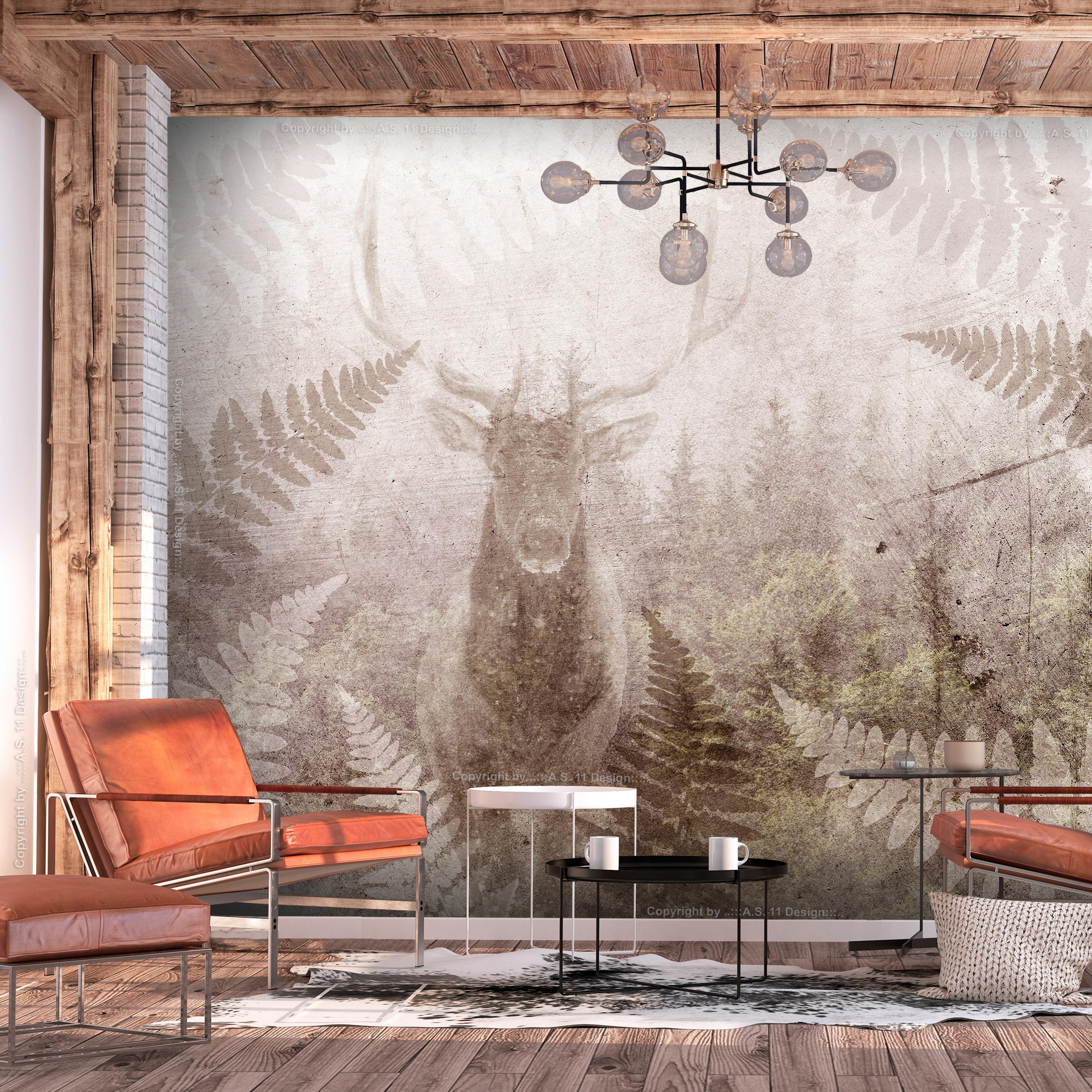 Fototapet - Deer in Ferns - Second Variant - 300 x 210 cm - Standard billede