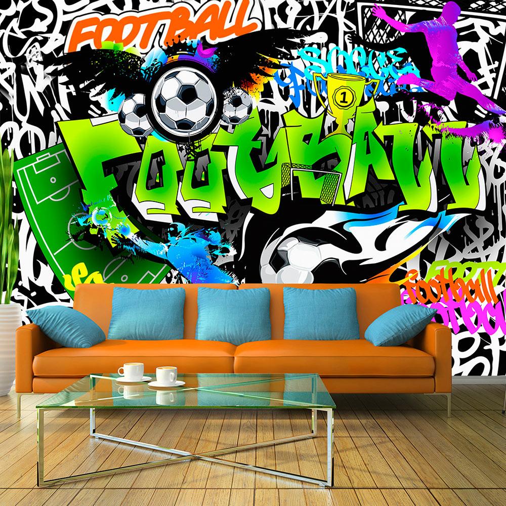 Fototapet - Football Graffiti - 200 x 140 cm - Premium billede
