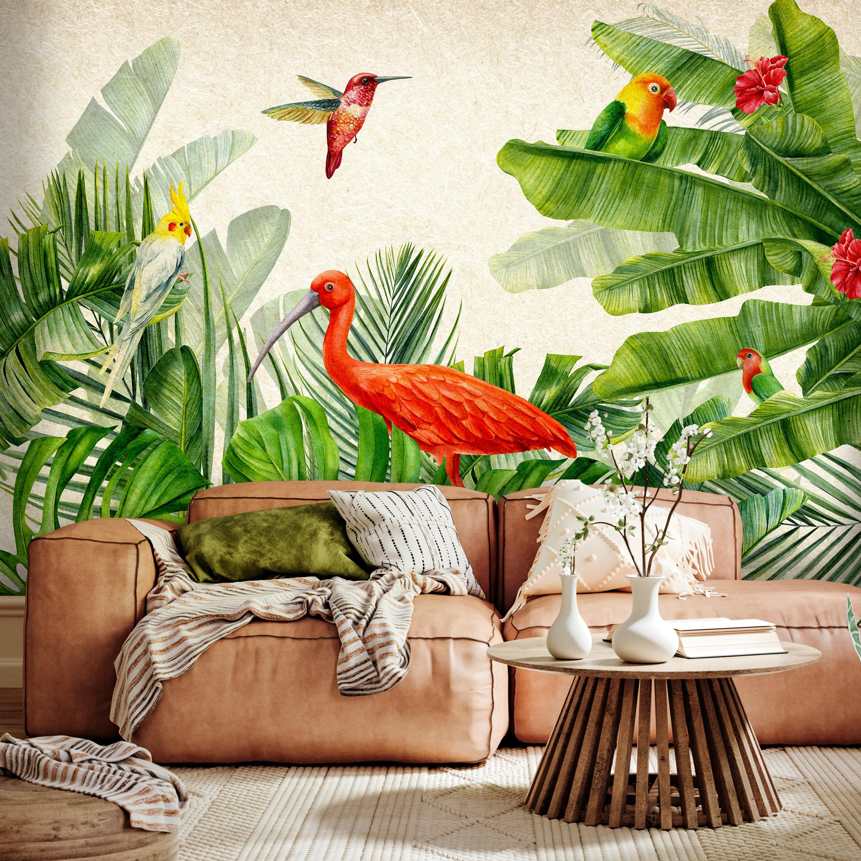 Fototapet - Exotic Birds - Third Variant - 200 x 140 cm - Standard billede