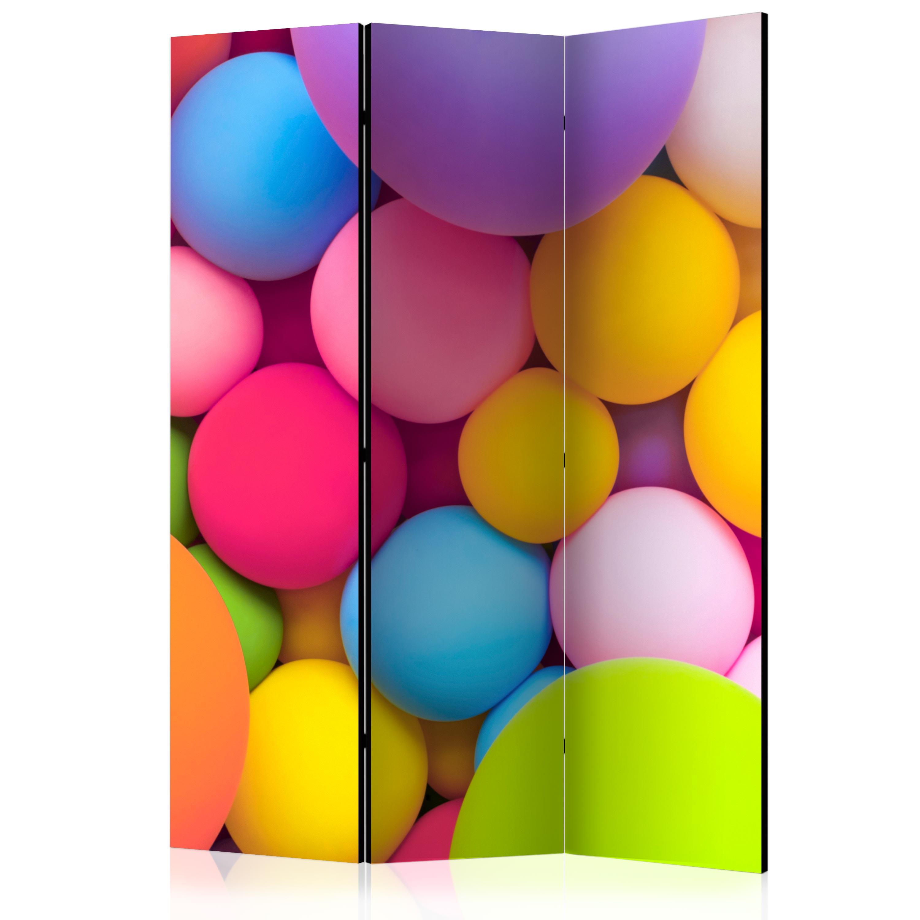 Skærmvæg - Colourful Balls - 135 x 172 cm - Dobbeltsidet billede