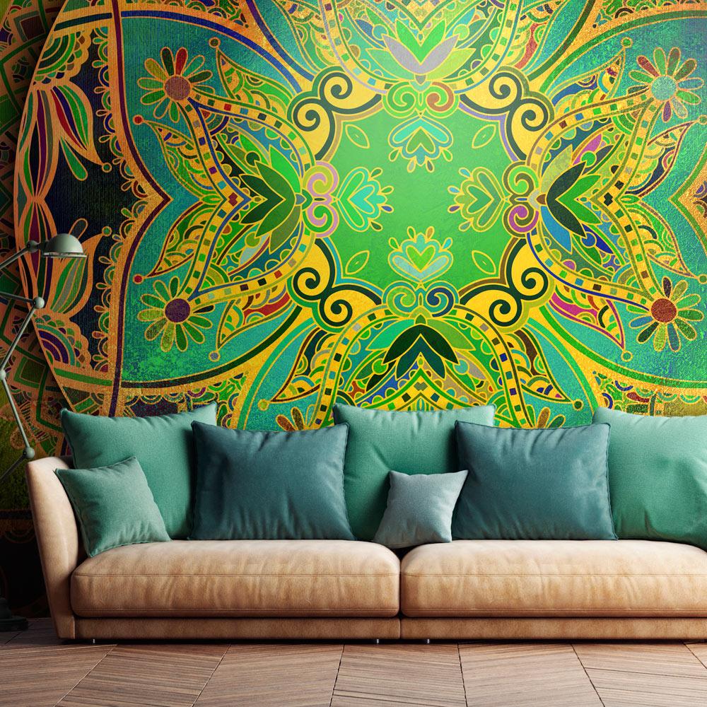 Fototapet Mandala: Emerald Fantasy 450 X 315 Cm Premium