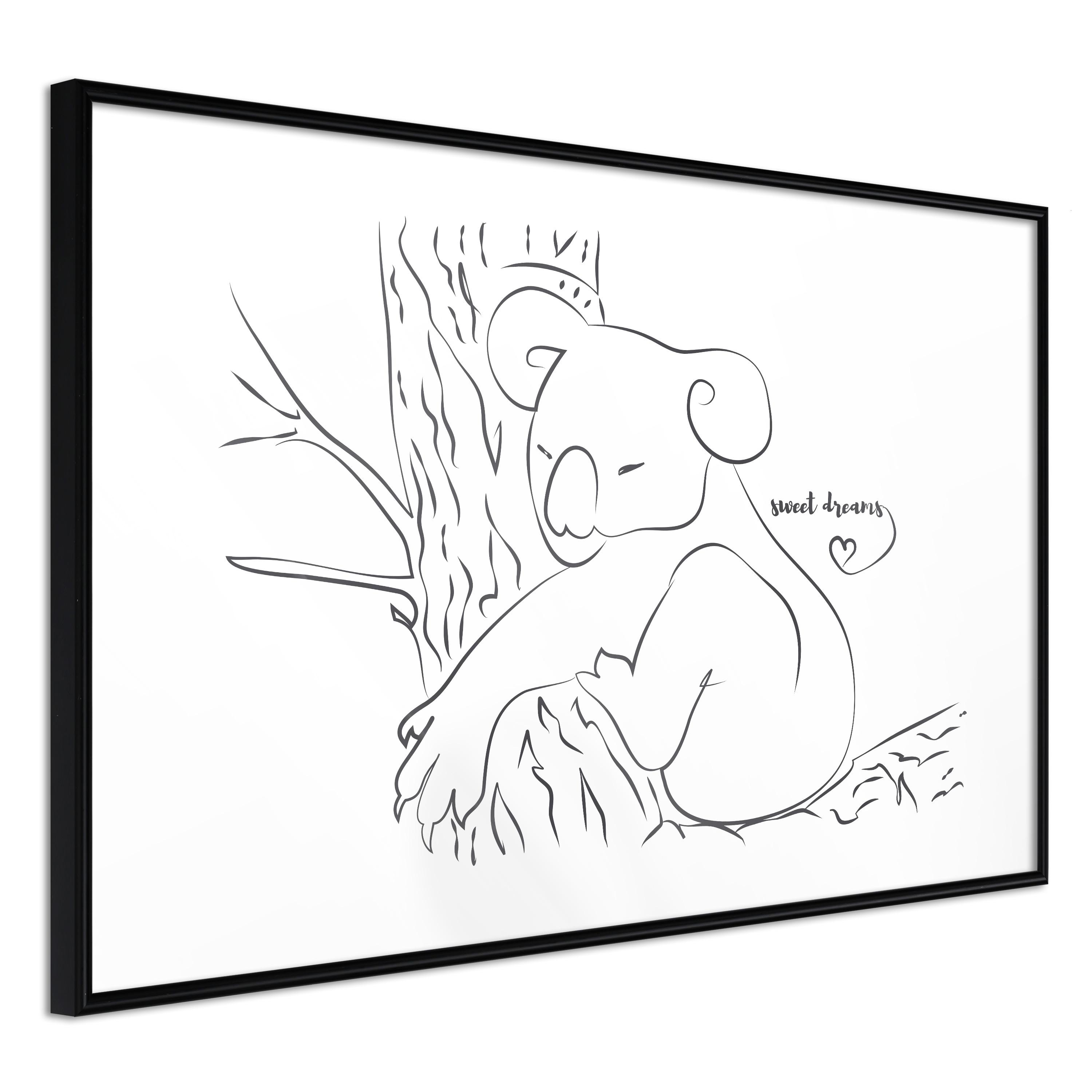 Plakat - Sleepy Koala - 30 x 20 cm - Sort ramme billede