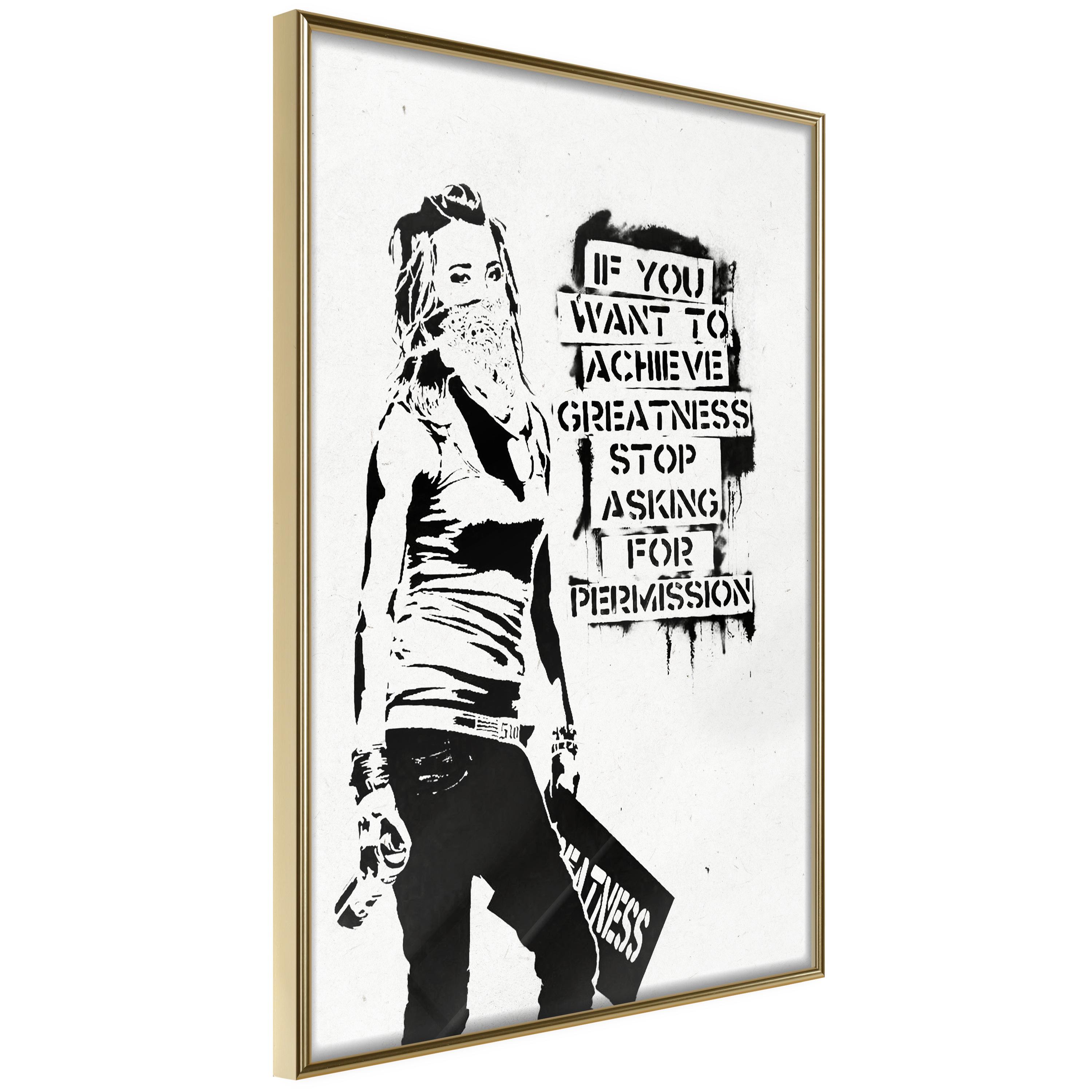 Plakat - Girl with Graffiti - 30 x 45 cm - Guldramme billede