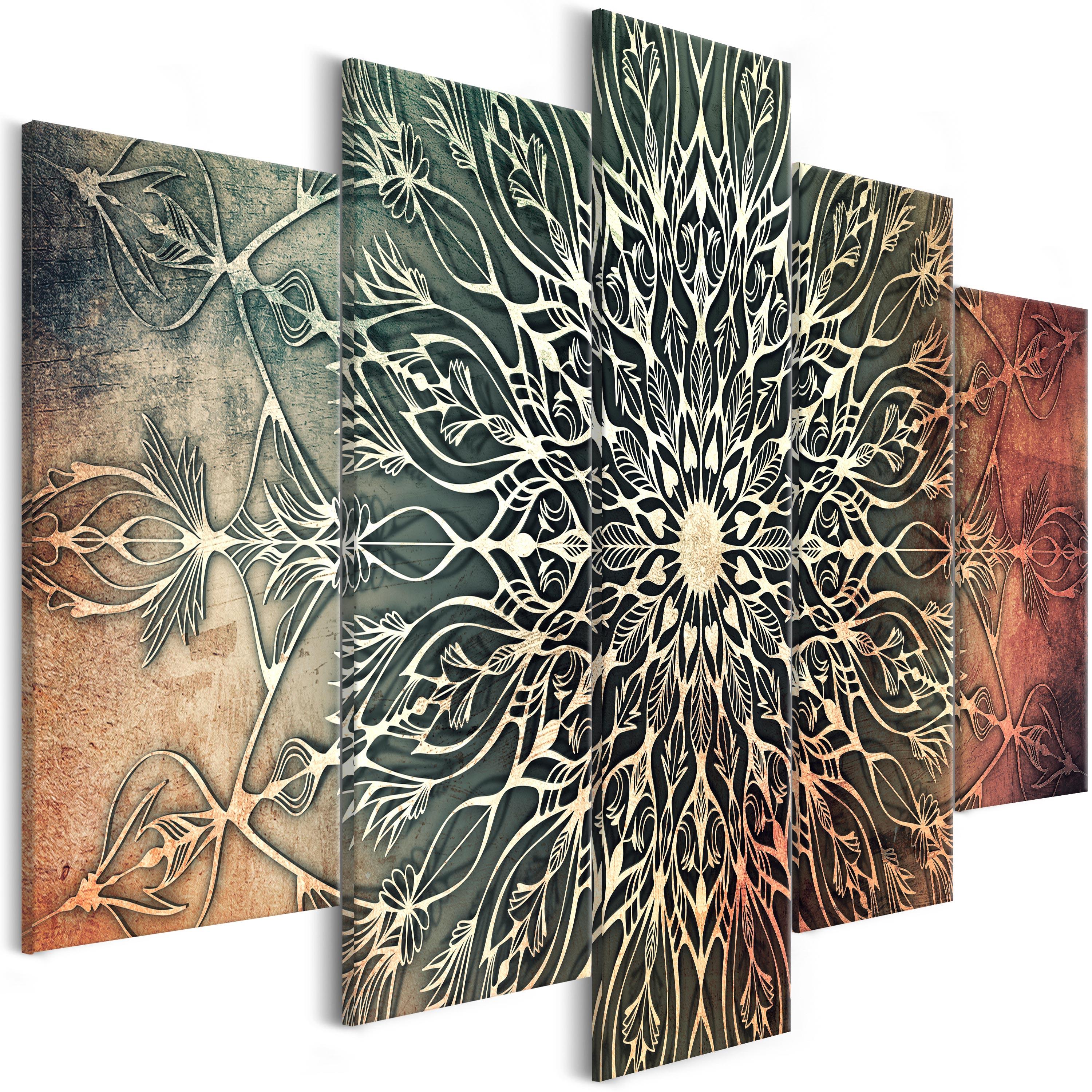 Billede - Center (5 dele) Wide Green - 100 x 50 cm - Premium Print billede