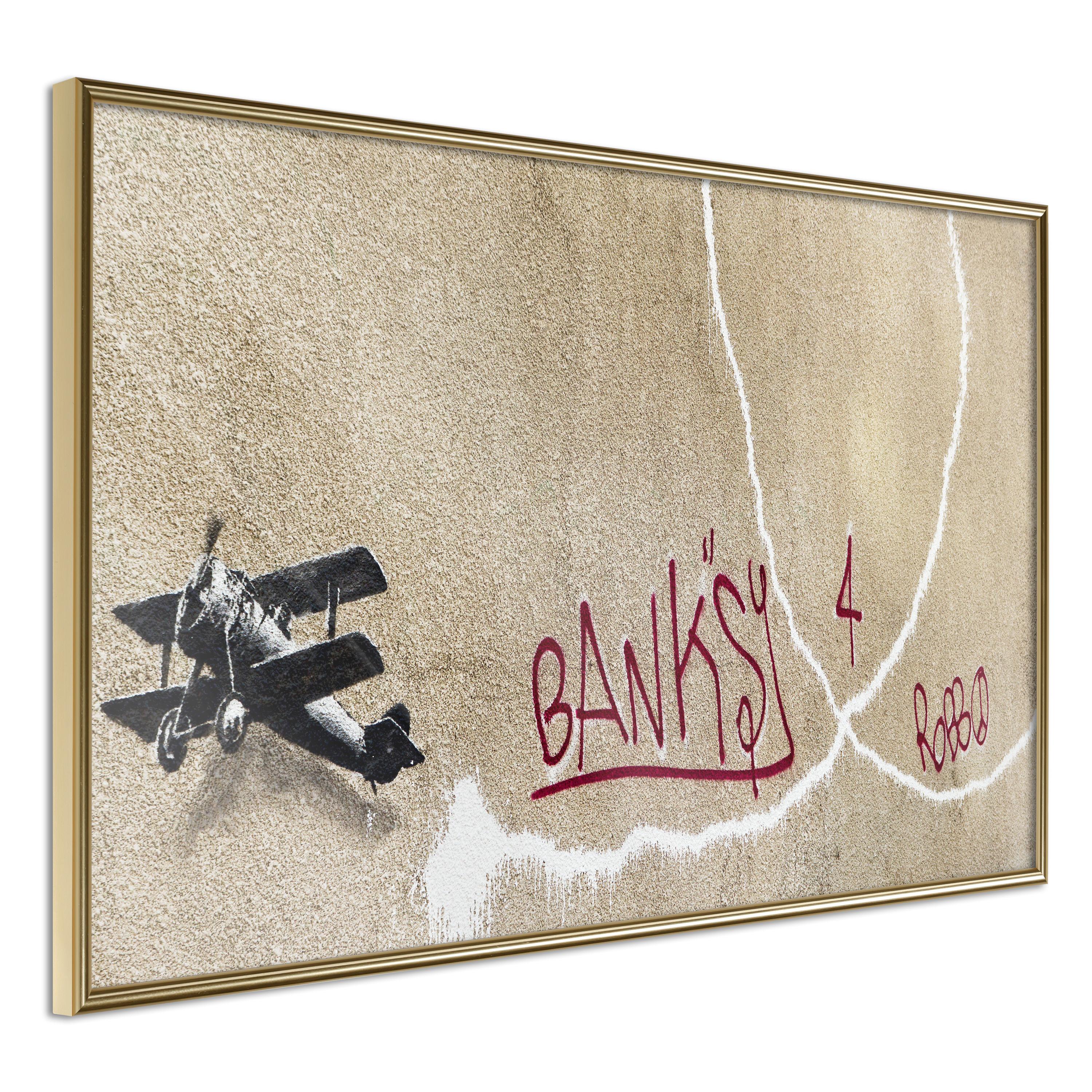 Plakat - Biplane - 90 x 60 cm - Guldramme billede