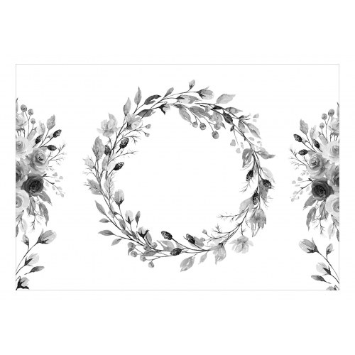 Fototapet Romantisk krans - gråt blomstermotiv