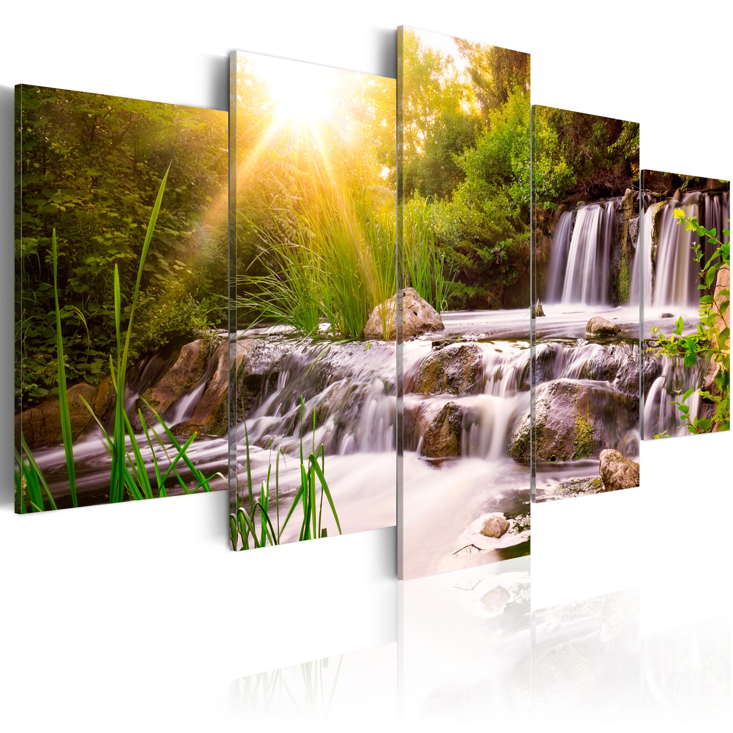 Billede - Forest Waterfall - 200 x 100 cm - Standard billede