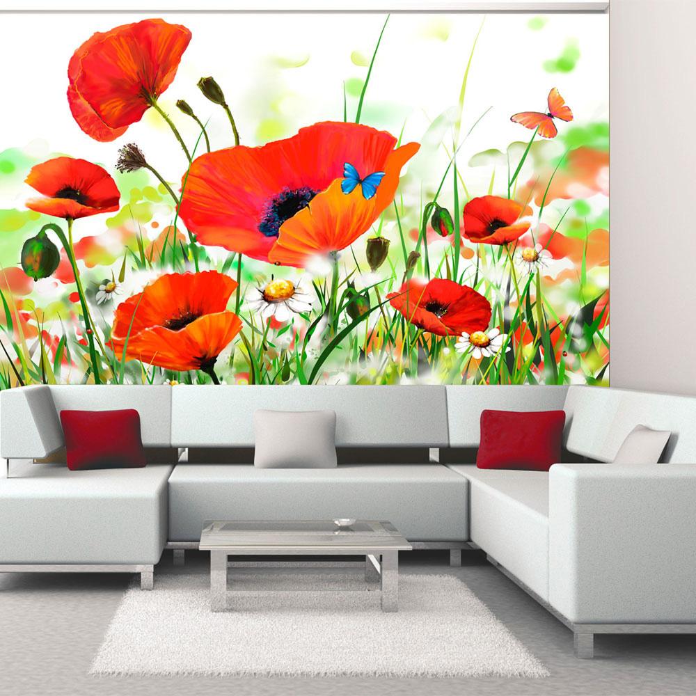 Fototapet - Country poppies - 350 x 270 cm - Standard billede