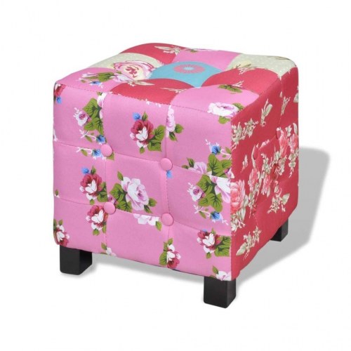 Lænestol med fodskammel patchwork-design