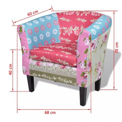 Lænestol med fodskammel patchwork-design