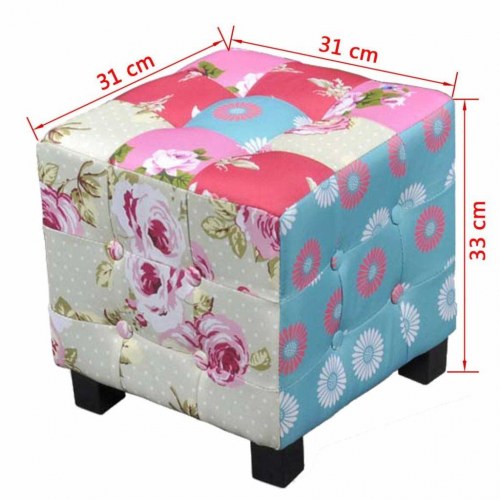 Lænestol med fodskammel patchwork-design