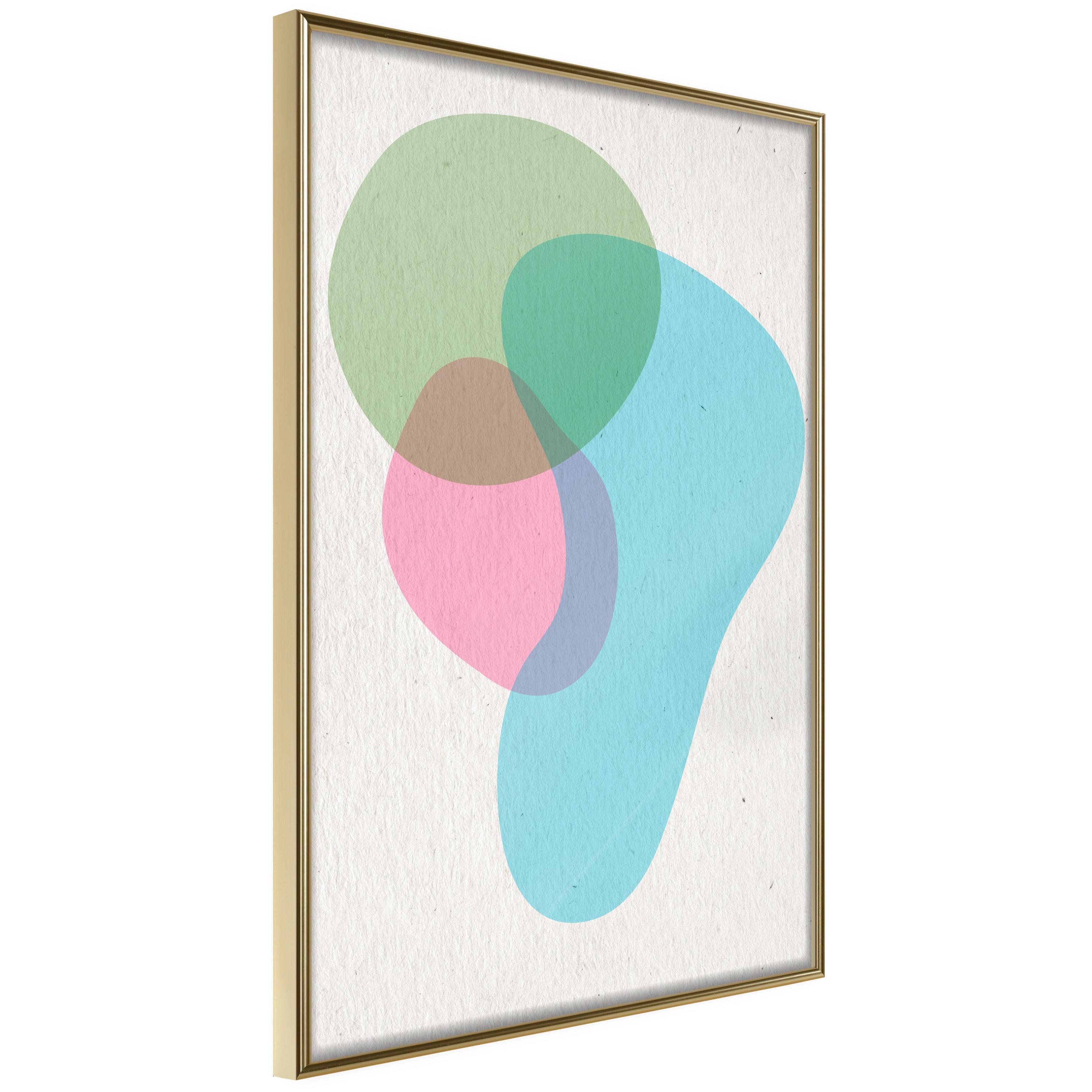 Plakat - Colourful Spots - 40 x 60 cm - Guldramme billede