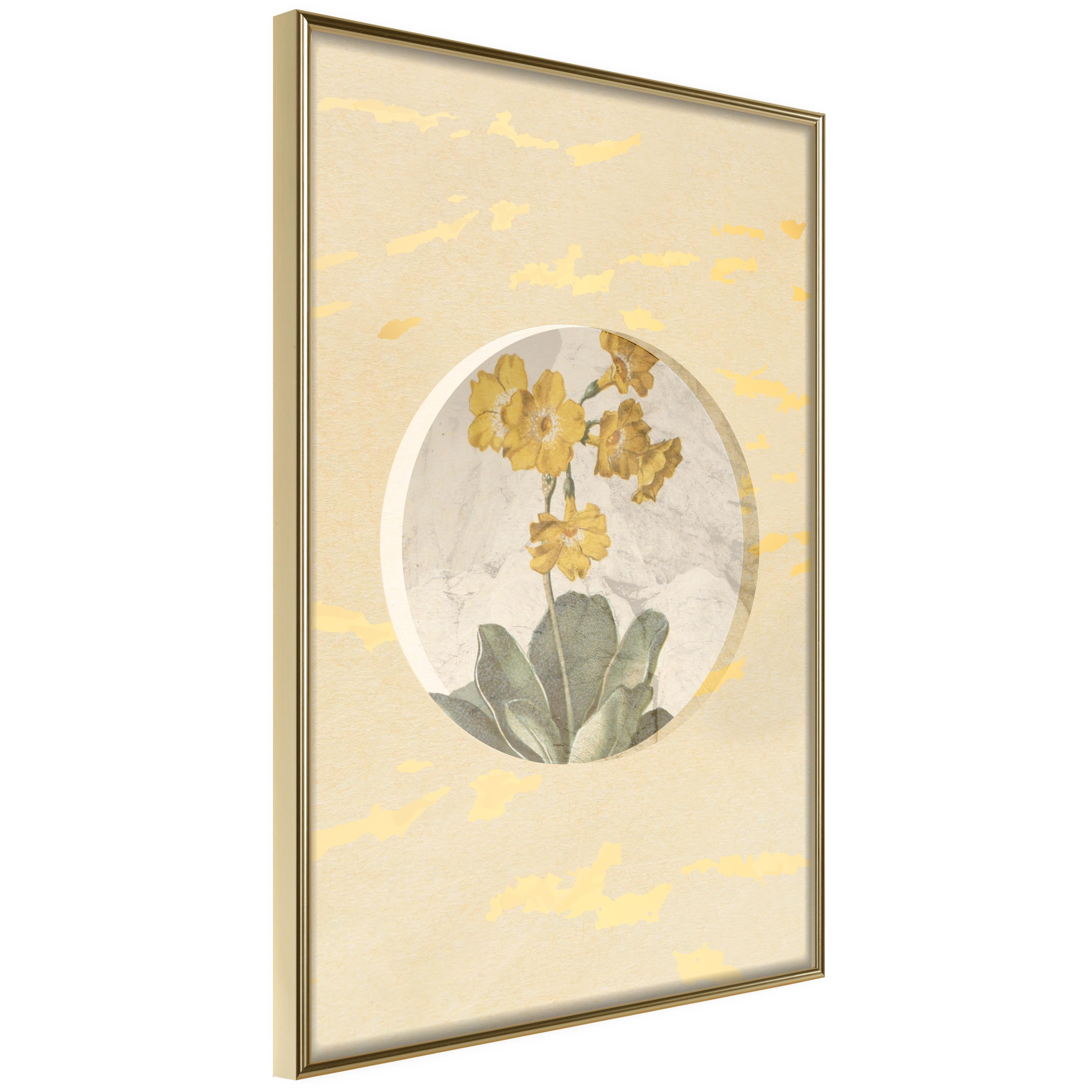 Plakat - Flower In Circle - 40 x 60 cm - Guldramme billede