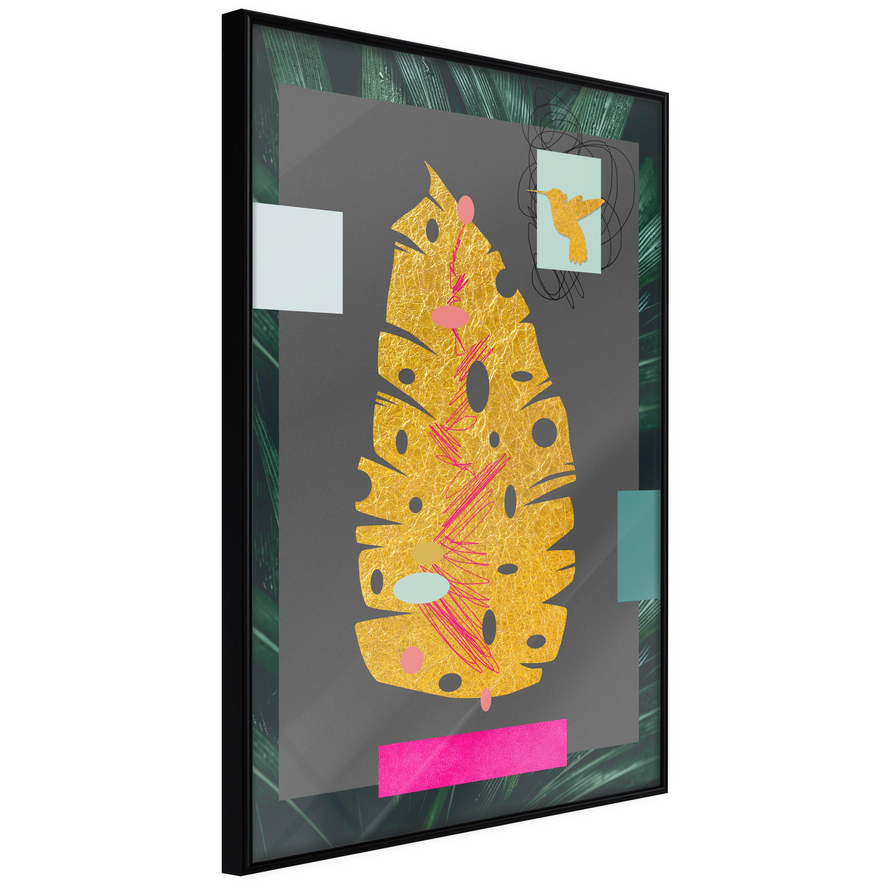 Plakat - Golden Leaf - 20 x 30 cm - Sort ramme billede
