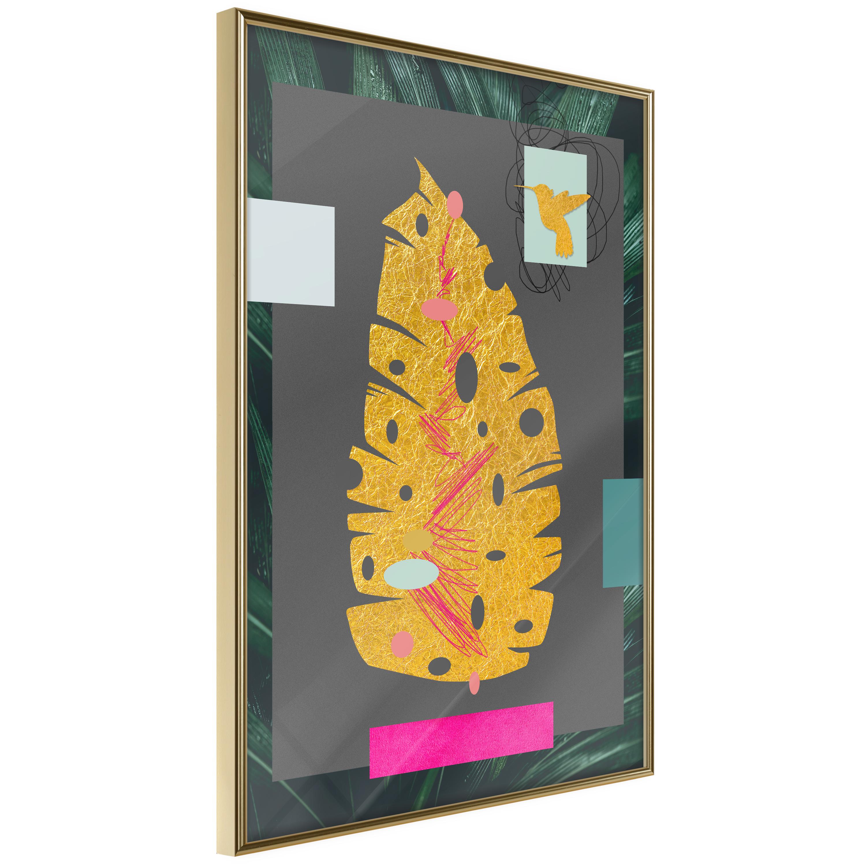 Plakat - Golden Leaf - 20 x 30 cm - Guldramme billede