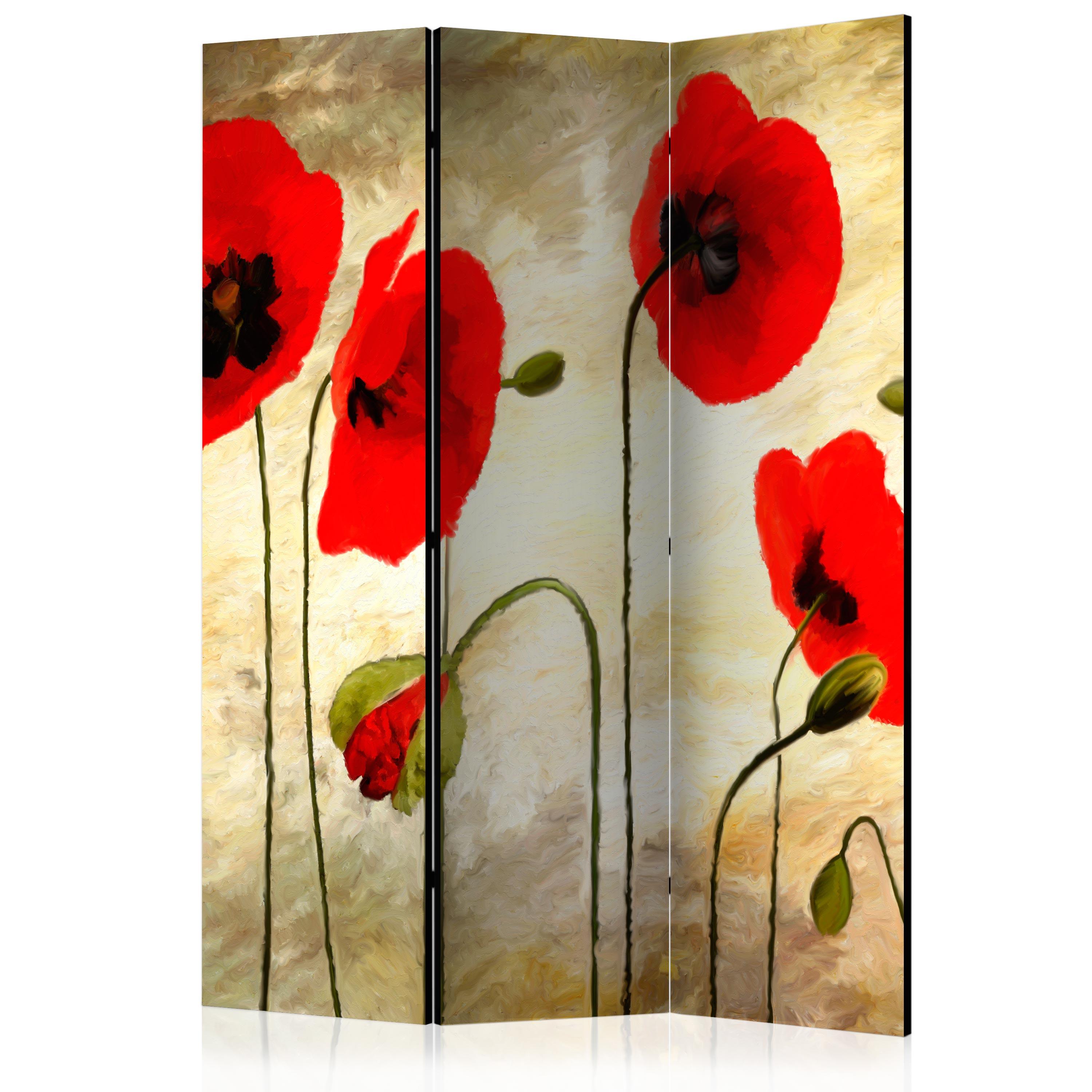 Skærmvæg – Golden Field of Poppies – 135 x 172 cm – Dobbeltsidet