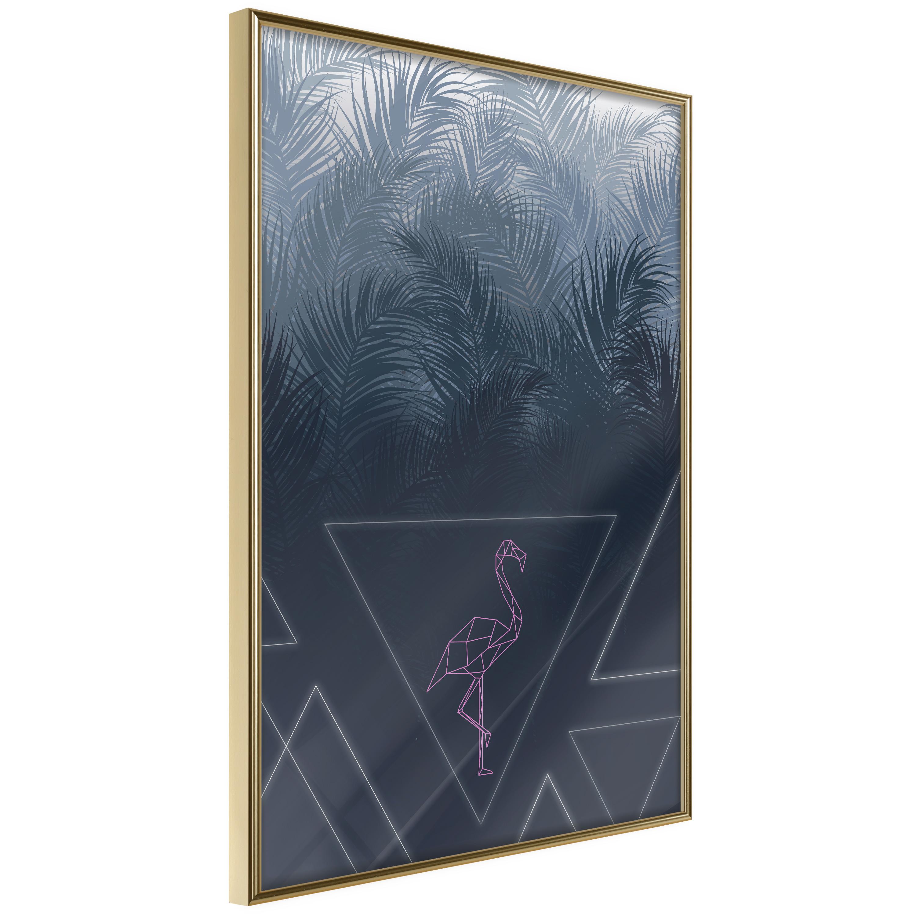 Plakat - Geometric Bird - 40 x 60 cm - Guldramme billede
