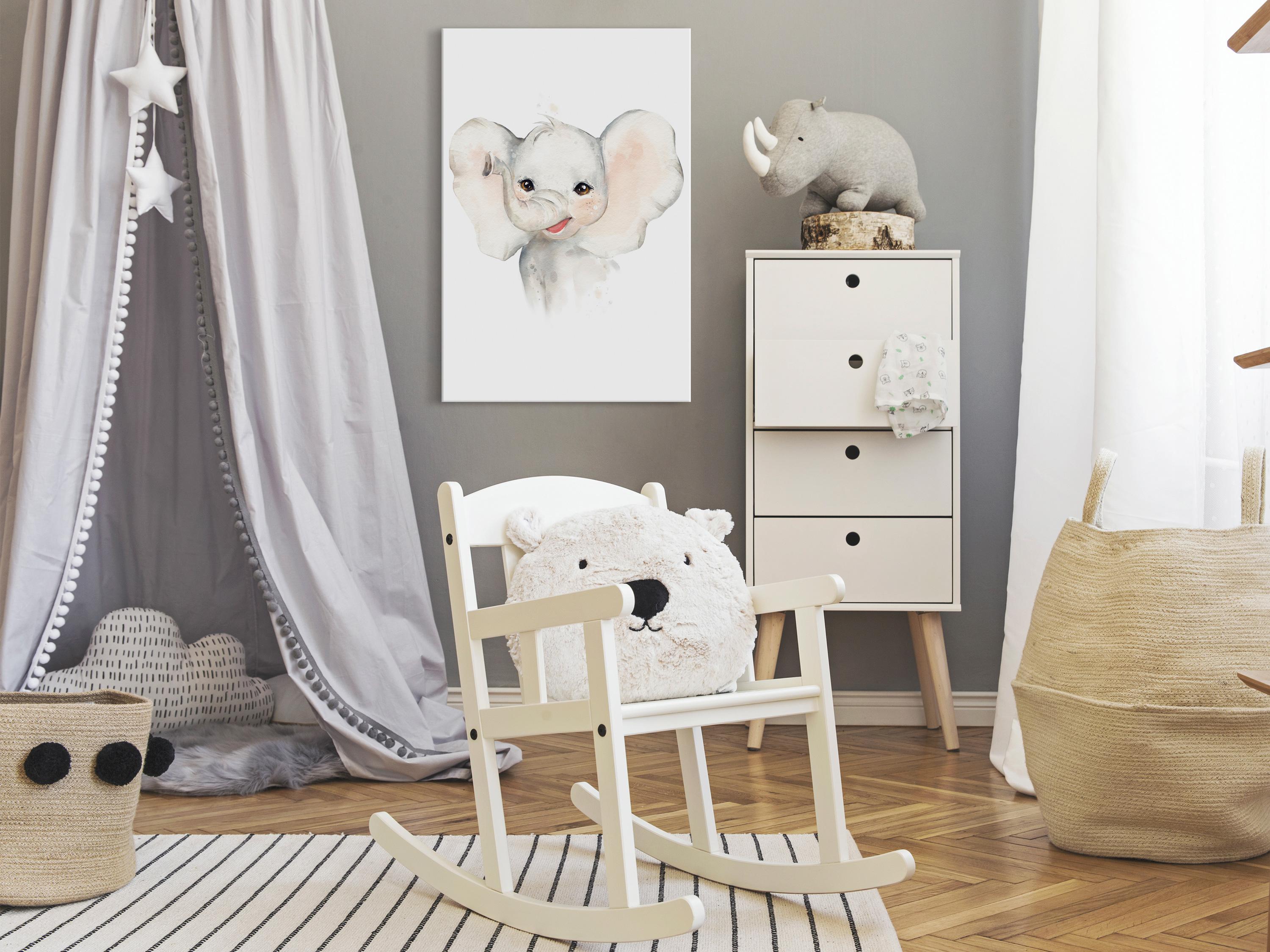 Billede - Happy Elephant (1 Part) Vertical 40 x 60 cm billede