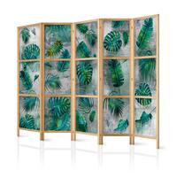 Japansk skærmvæg - Leaves on the Concrete II 225 x 161 cm