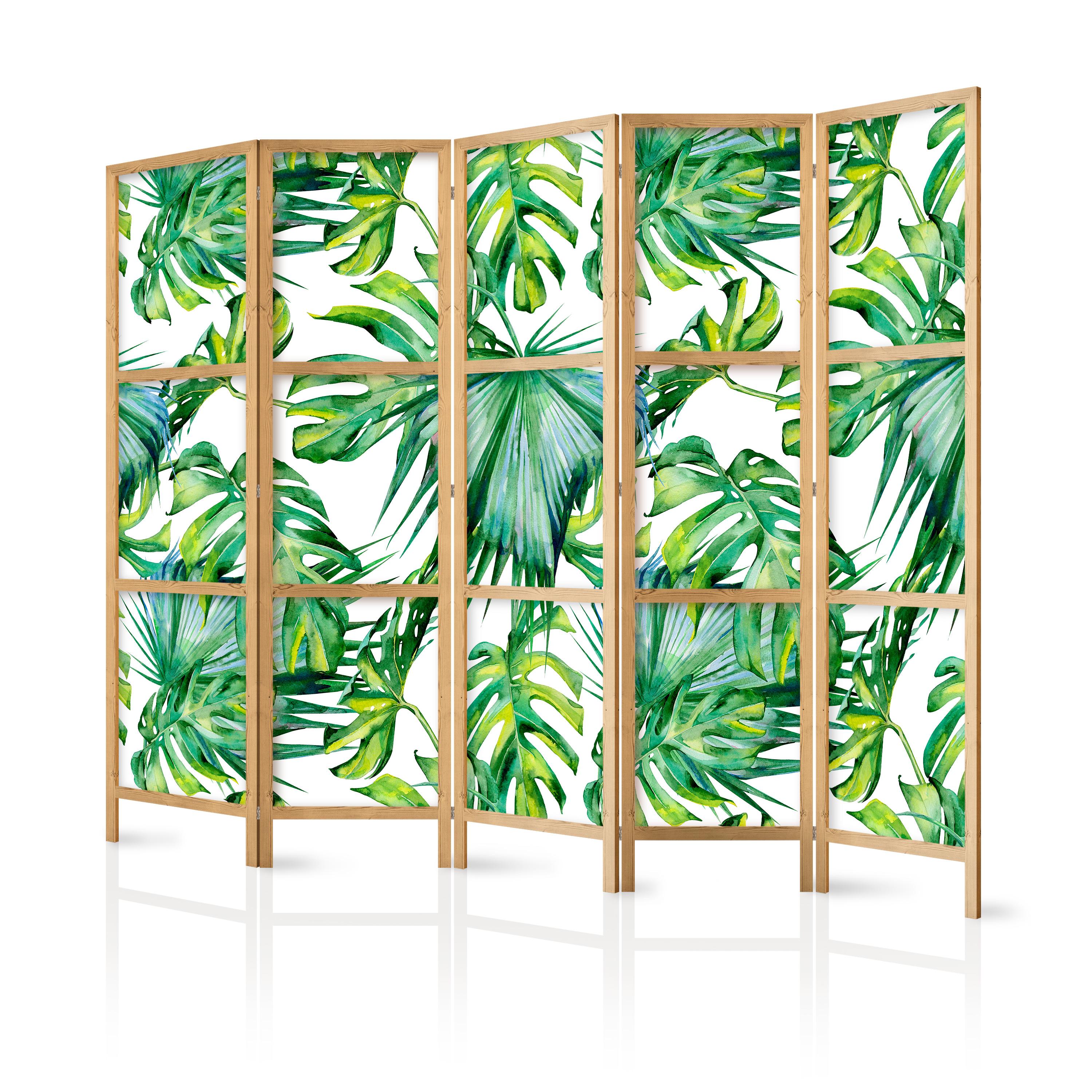 Japansk skærmvæg - Monstera and Palm Leaves II 225 x 161 cm