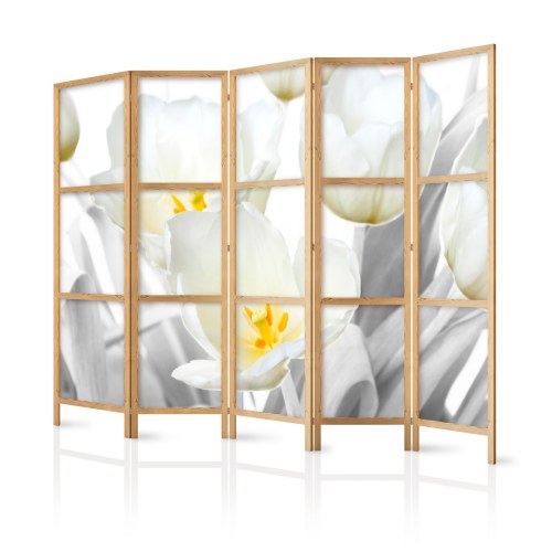 Japansk skærmvæg Lysende Tulipaner II - 5-panels rumdeler 225 × 172 cm