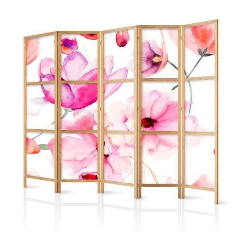 Japansk skærmvæg Floral Bliss II 225 x 172 cm rumdeler med blomster