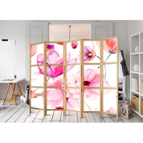 Japansk skærmvæg Floral Bliss II 225 x 172 cm rumdeler med blomster