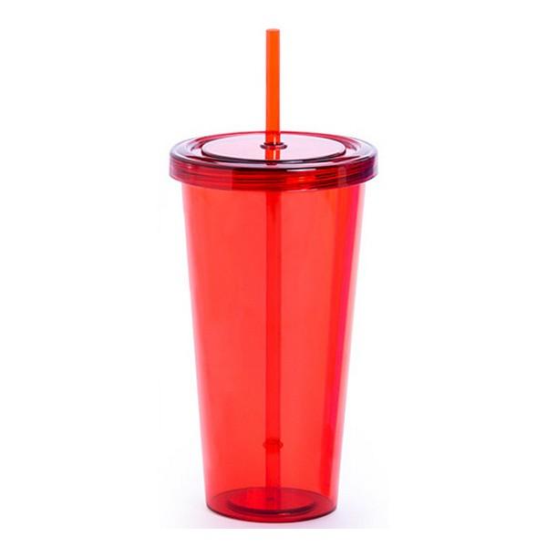 Kop med Sugerør (750 ml) 144874 Rød