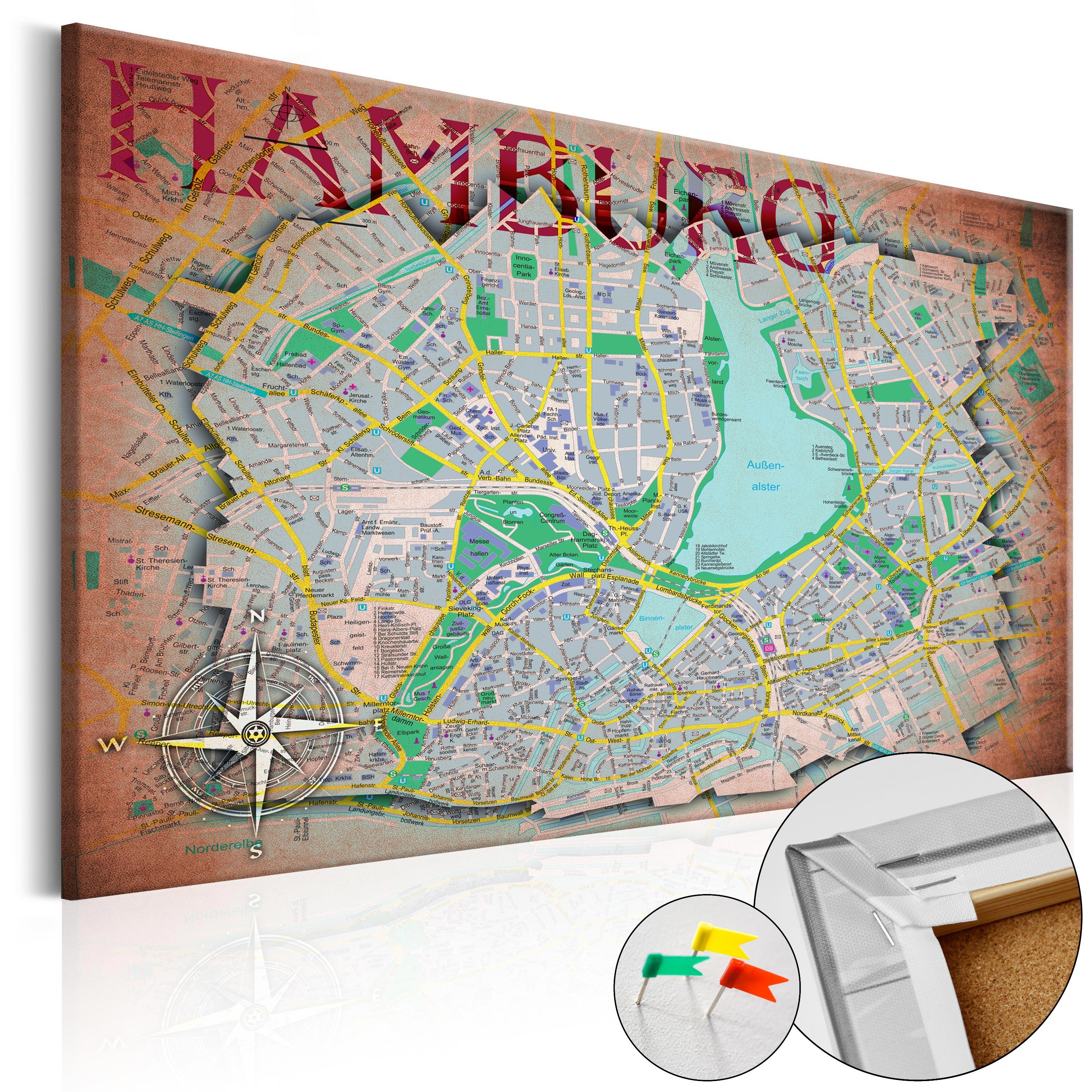 Billede på kork - Hamburg - 90 x 60 cm billede