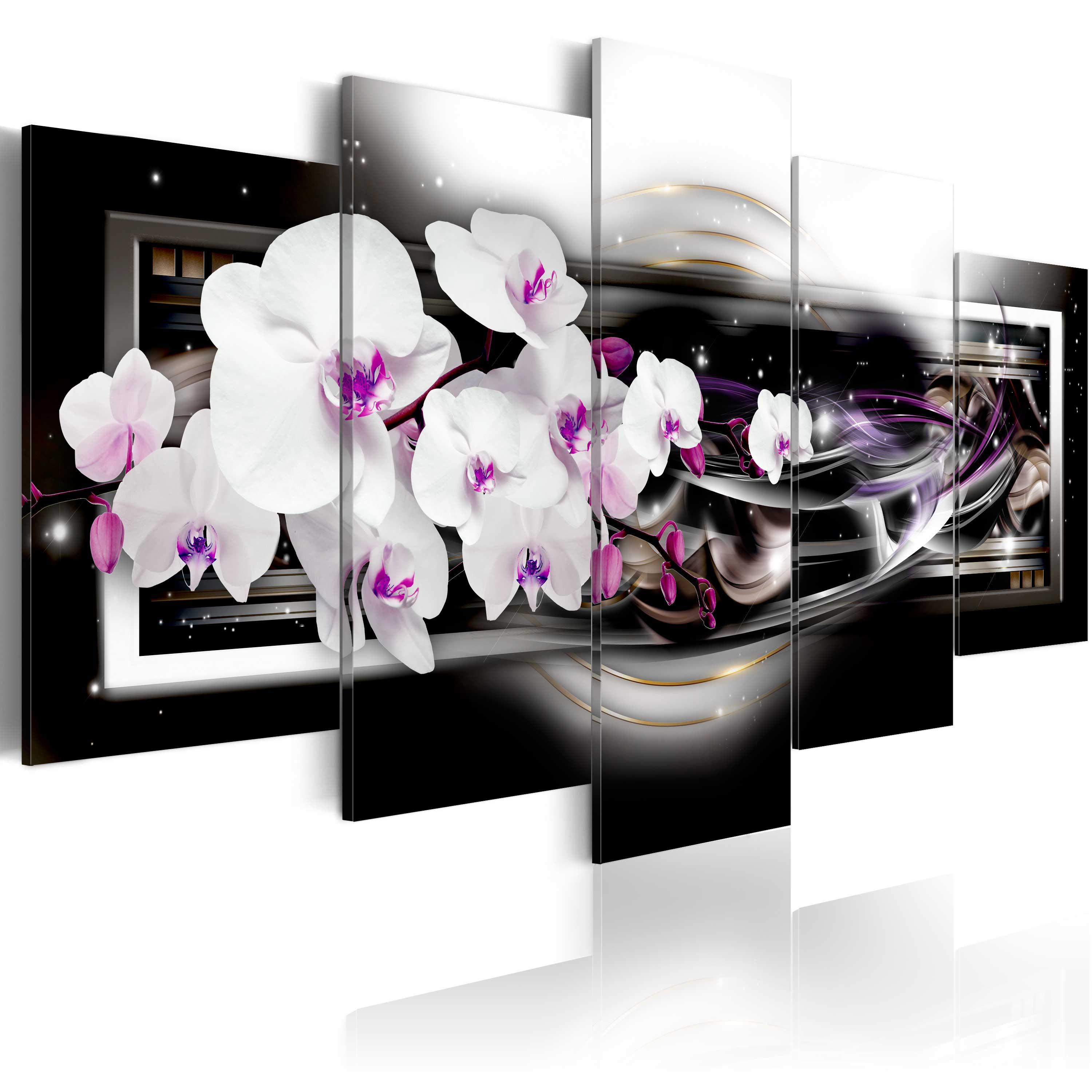 Billede - Orchids on a black background - 100 x 50 cm - Standard billede