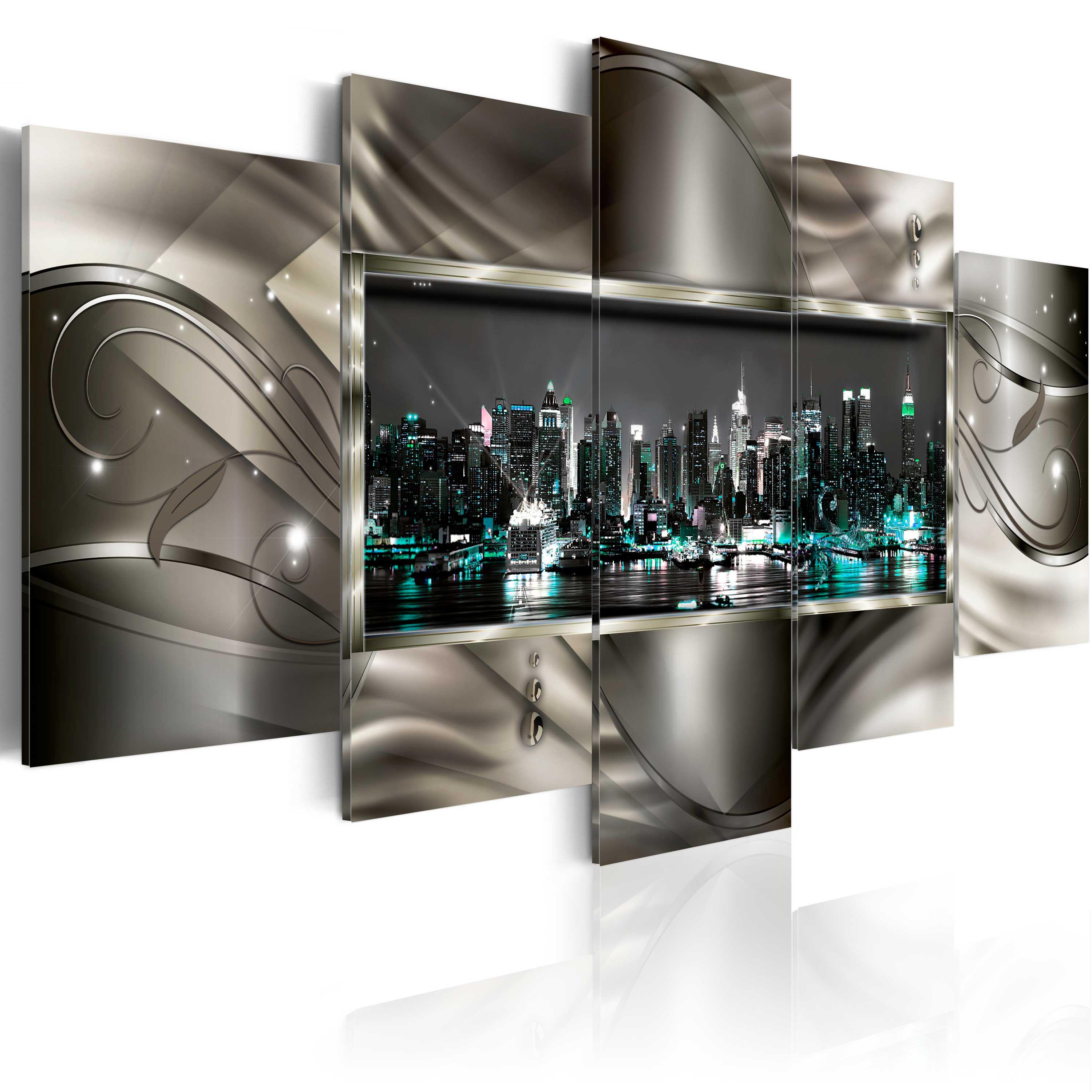 Billede - Night in New York - 100 x 50 cm - På italiensk lærred billede