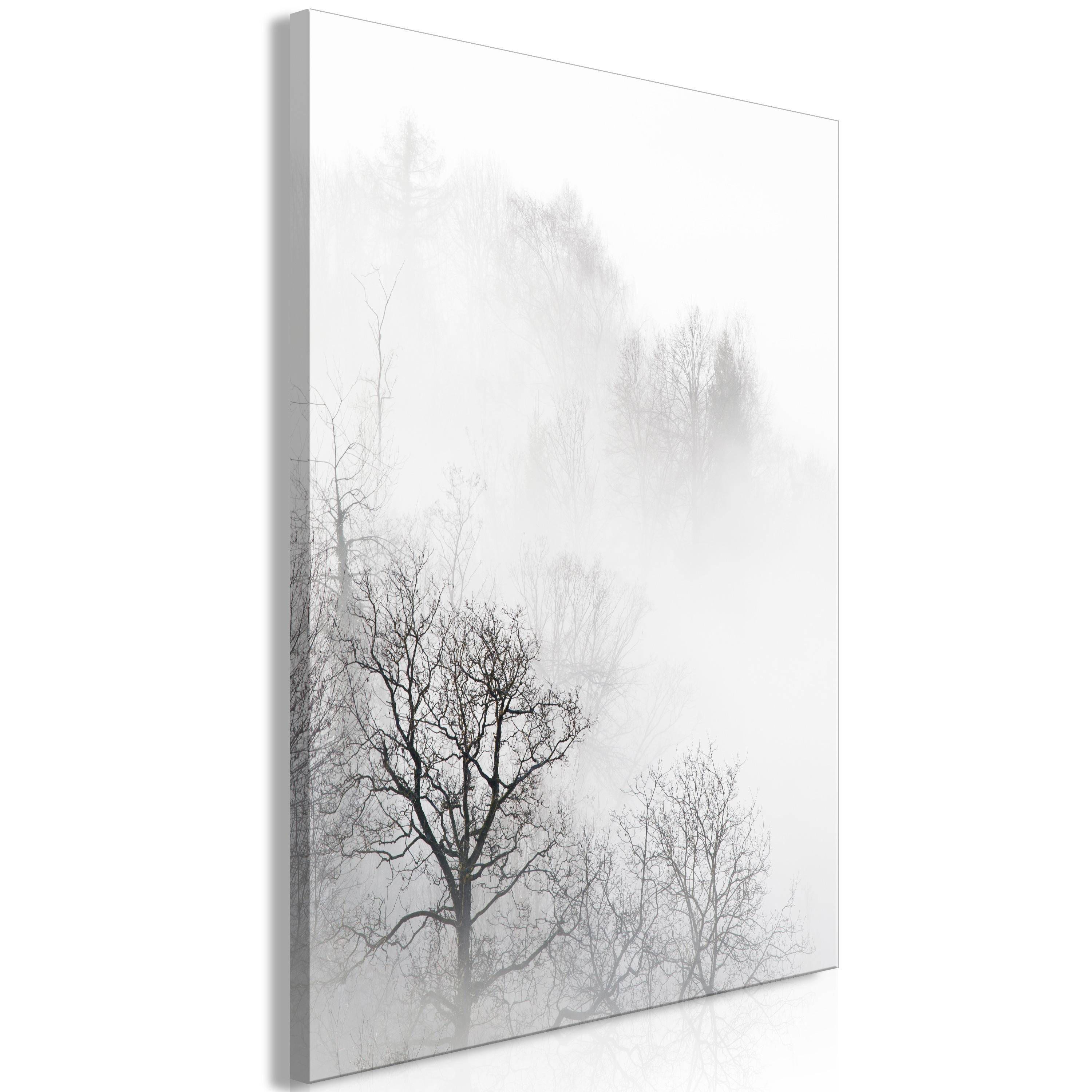 Billede - Trees In The Fog (1 Part) Vertical - 40 x 60 cm - På italiensk lærred billede