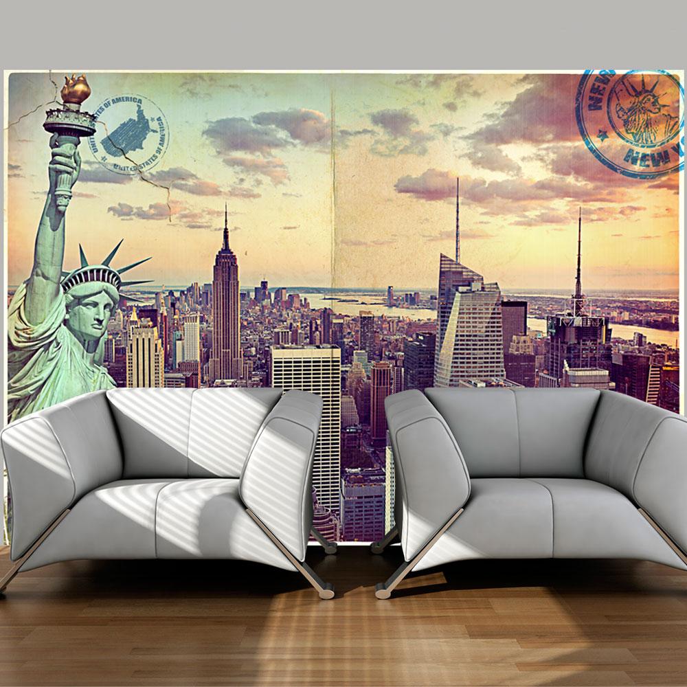 Fototapet - Postcard from New York - 100 x 70 cm - Standard billede