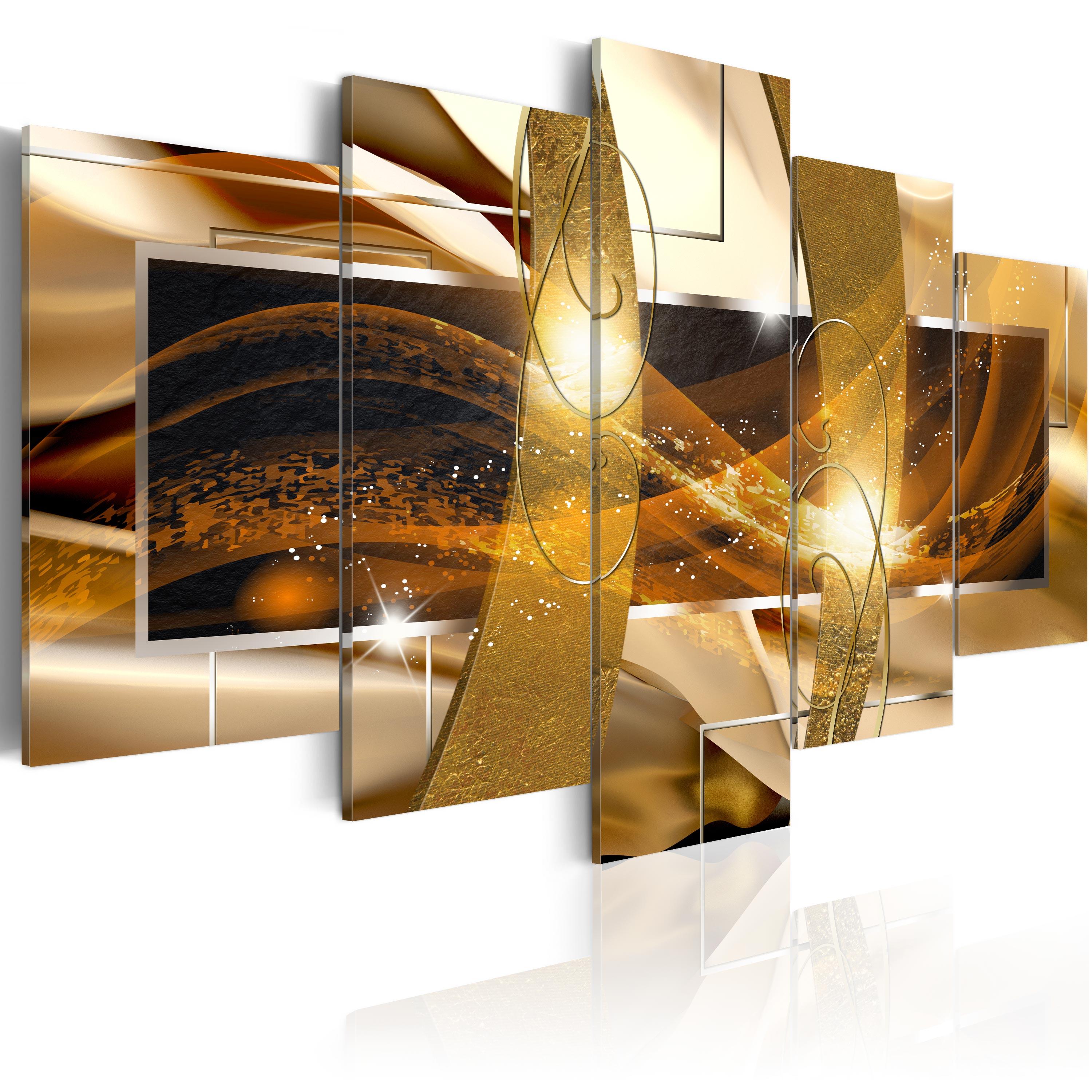 Billede - Golden Lava - 100 x 50 cm - På italiensk lærred billede
