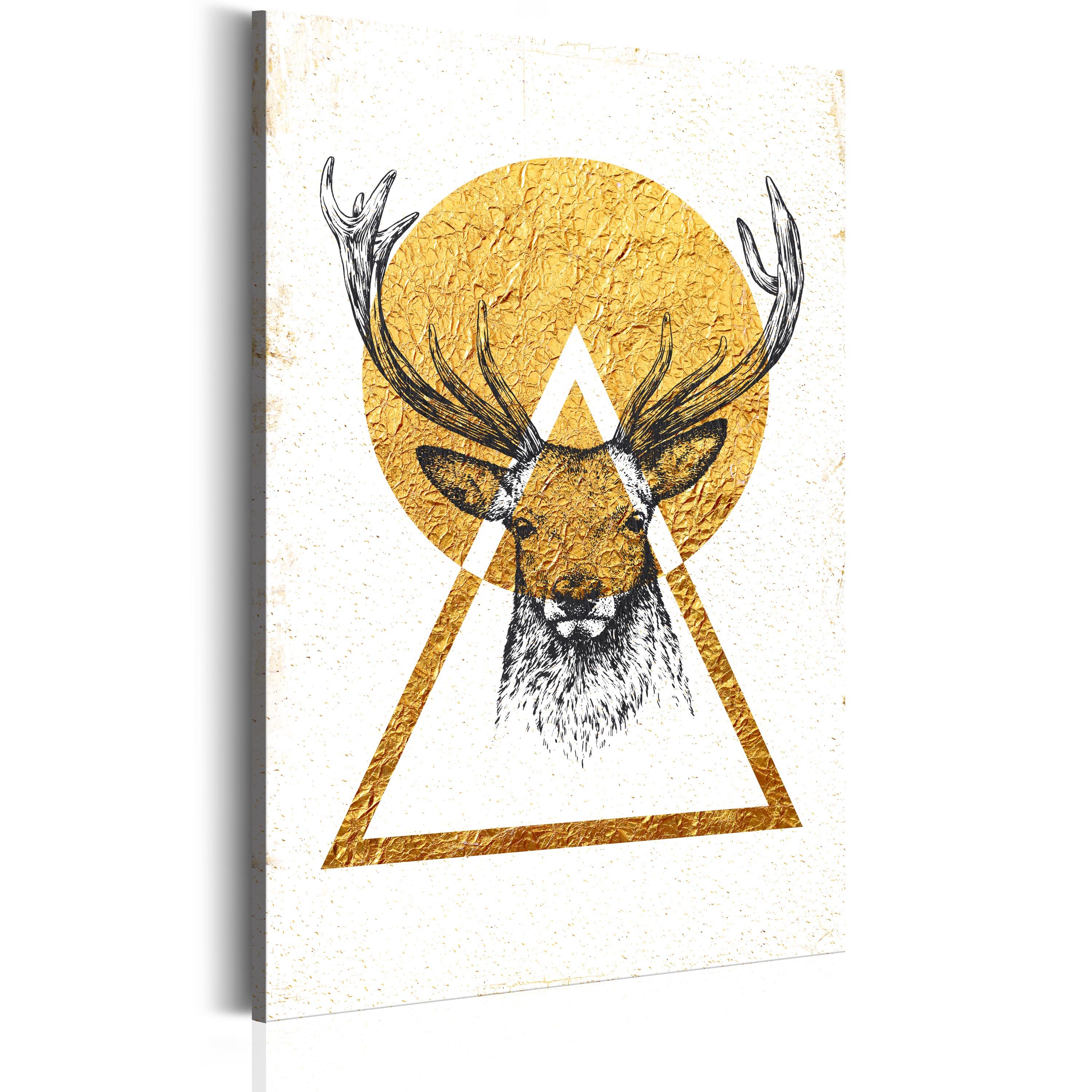 Billede - My Home: Golden Deer - 40 x 60 cm - På italiensk lærred billede